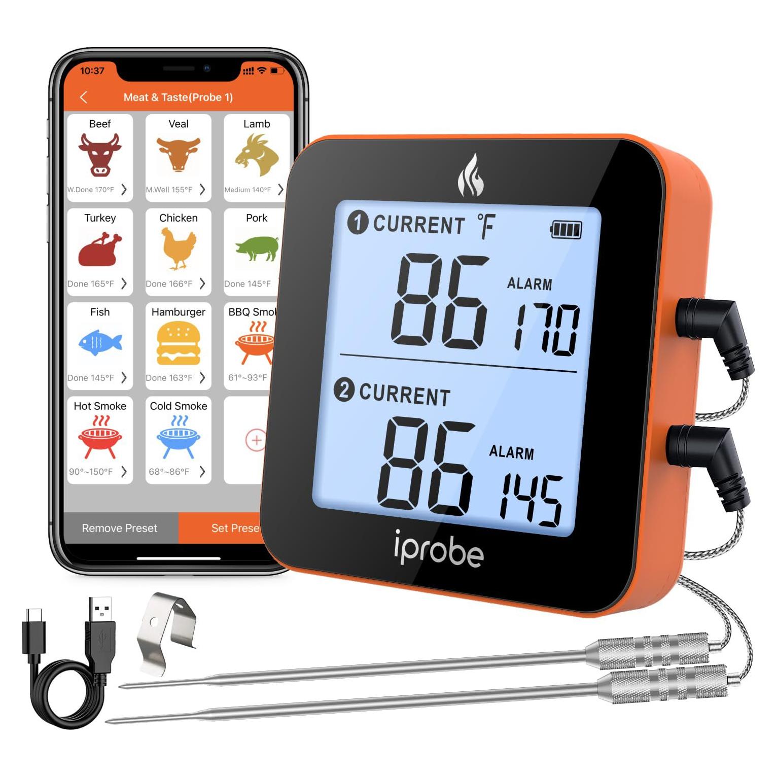 Termómetro Digital Inalámbrico Babik IP-61 con 2 Sondas y Bluetooth