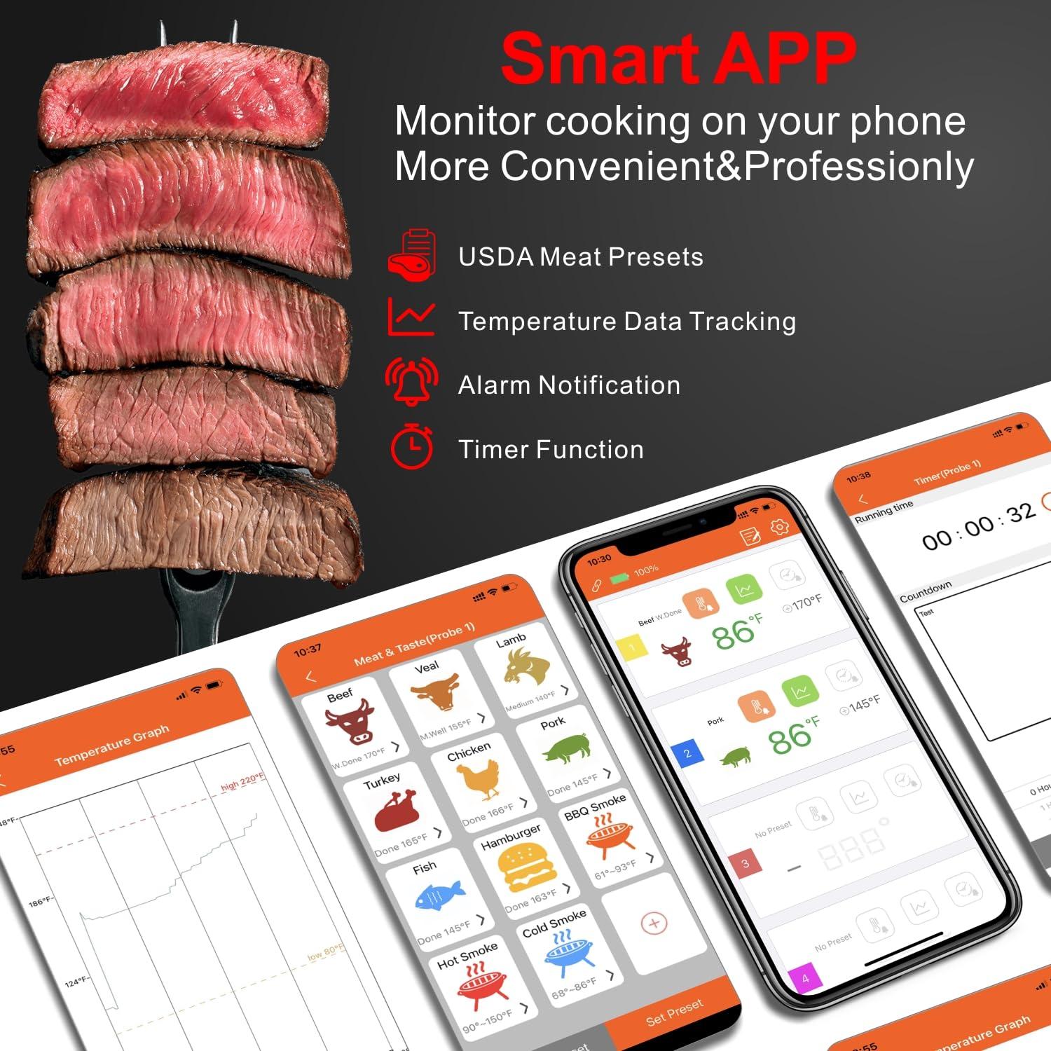 Termómetro Digital Inalámbrico Babik IP-61 con 2 Sondas y Bluetooth