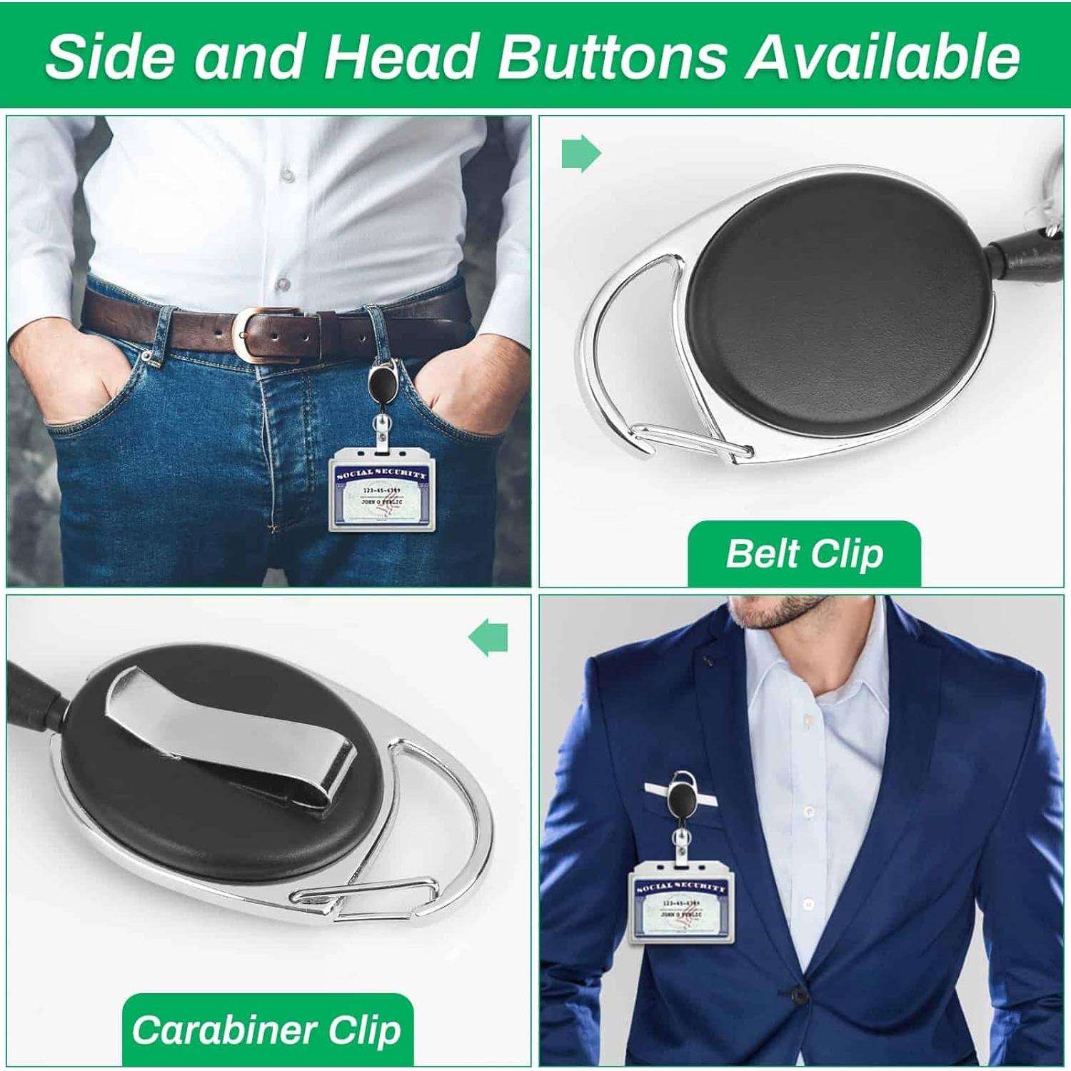 30 Sujetadores de Identificación Retráctiles Selizo Negro