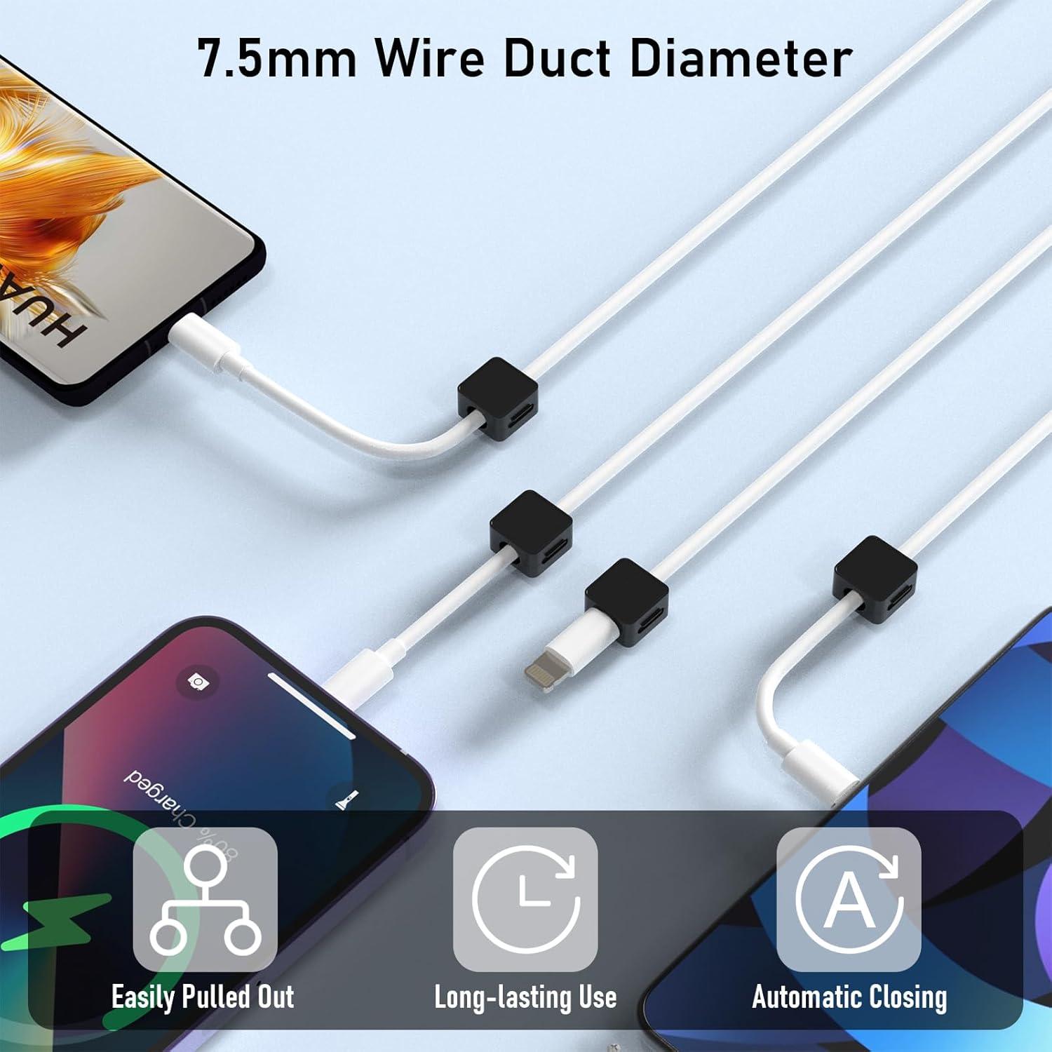 Organizador de Cables Magnético ELZO 12 Clips Adhesivos Negro