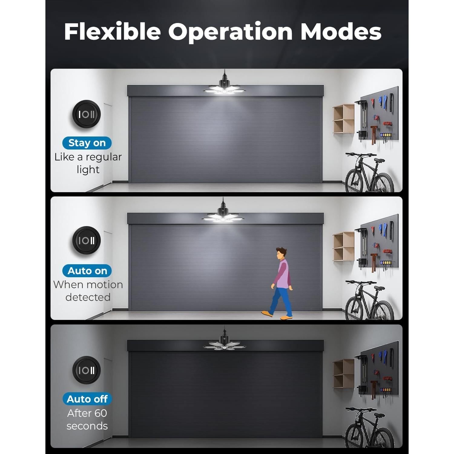 Luz de Taller LED Toberich 20000LM con Sensor de Movimiento