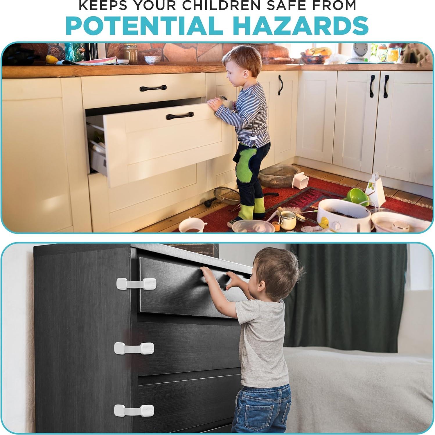 Cerraduras de Gabinete a Prueba de Niños Yolay - Paquete de 8