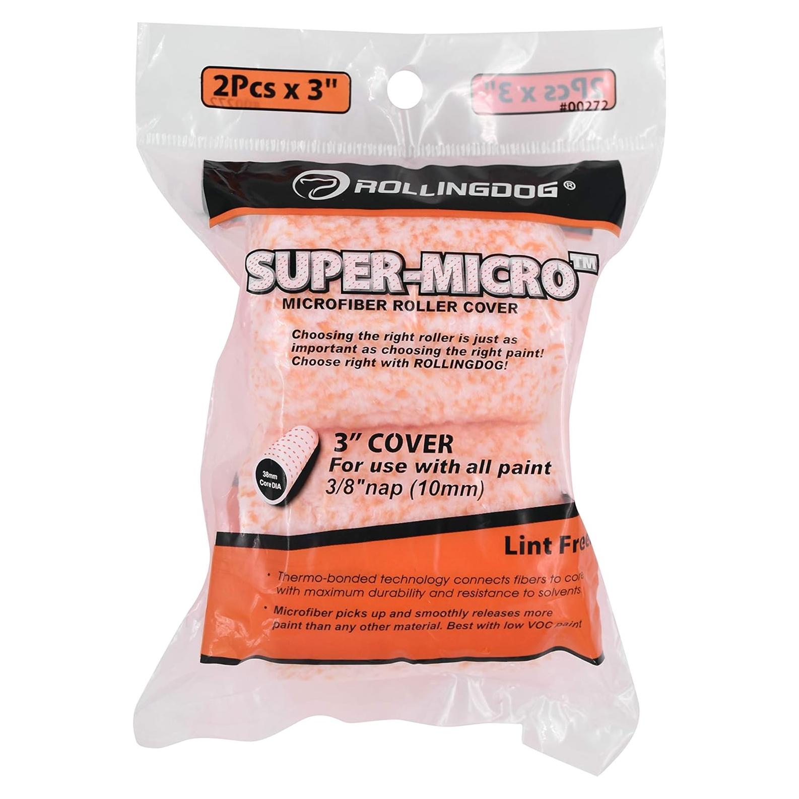 Funda de Rodillo de Pintura ROLLINGDOG 3" Microfibra 2 Piezas