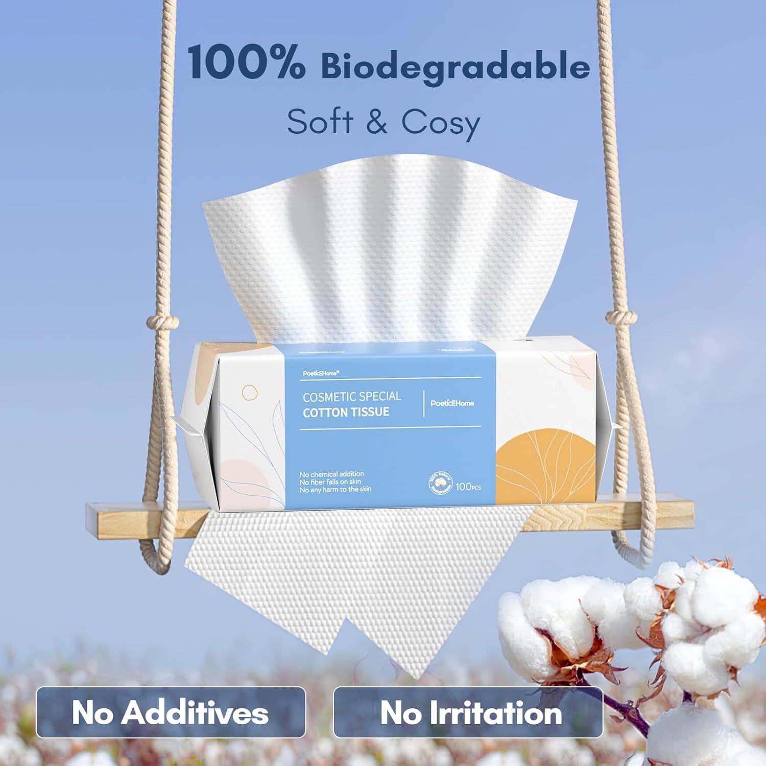 Toalla Facial Desechable PoeticEHome - Algodón Ultra Suave 100 Unidades