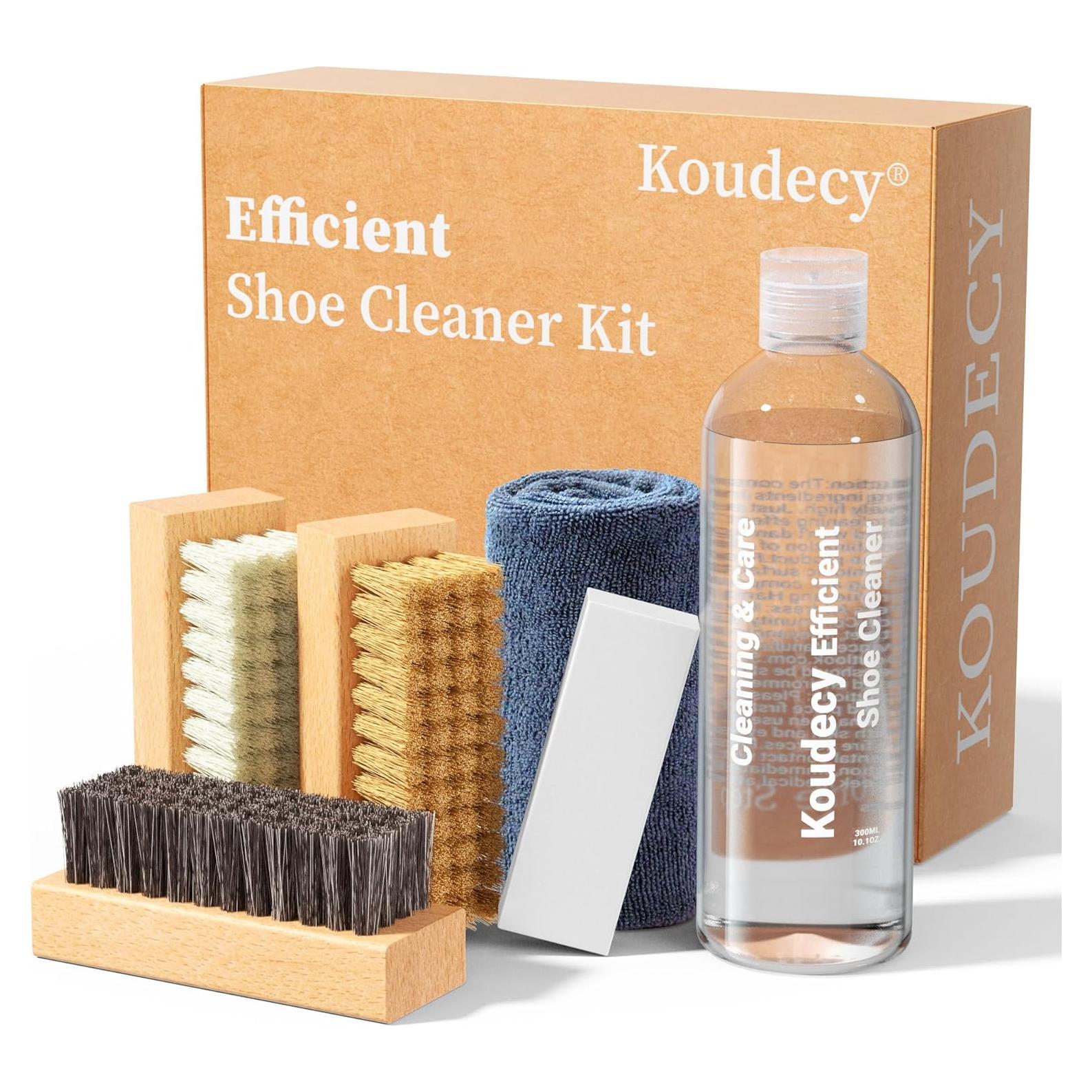 Kit de Limpieza de Zapatos Koudecy - 300ml, Cepillos y Toalla