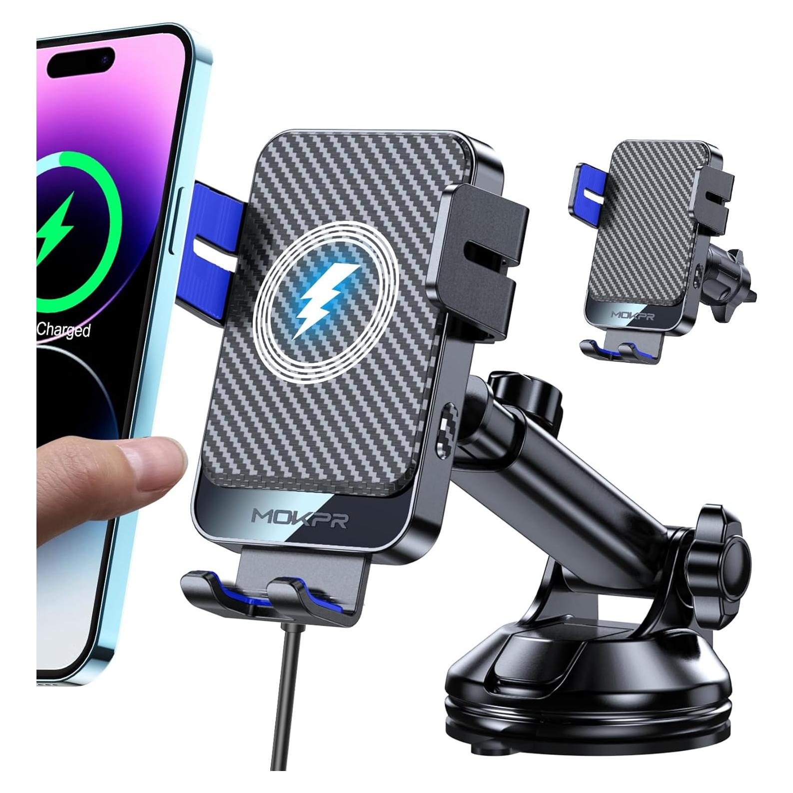 Cargador Inalámbrico para Auto MOKPR 15W Soporte Ajustable