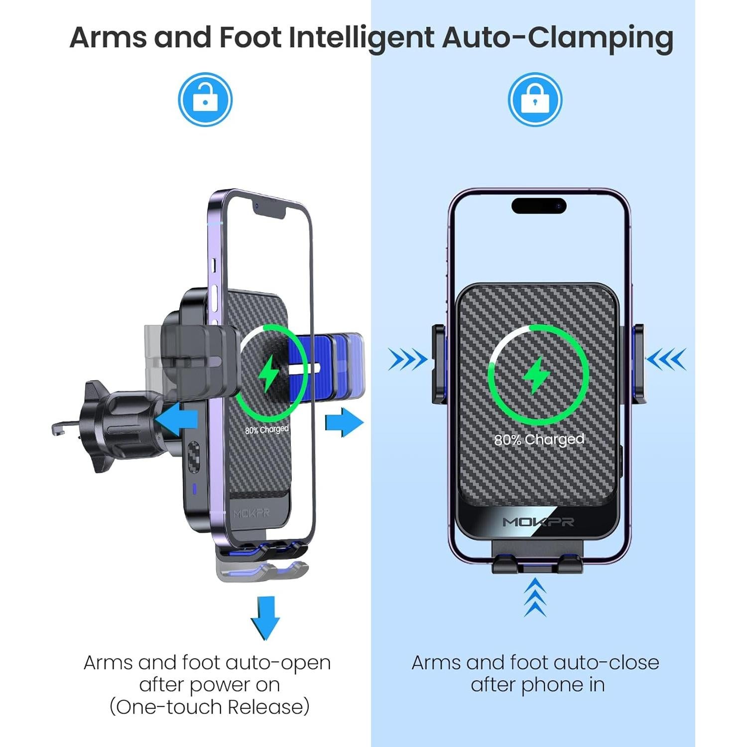 Cargador Inalámbrico para Auto MOKPR 15W Soporte Ajustable