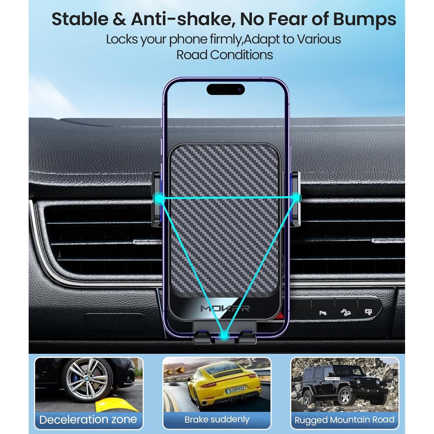 Cargador Inalámbrico para Auto MOKPR 15W Soporte Ajustable