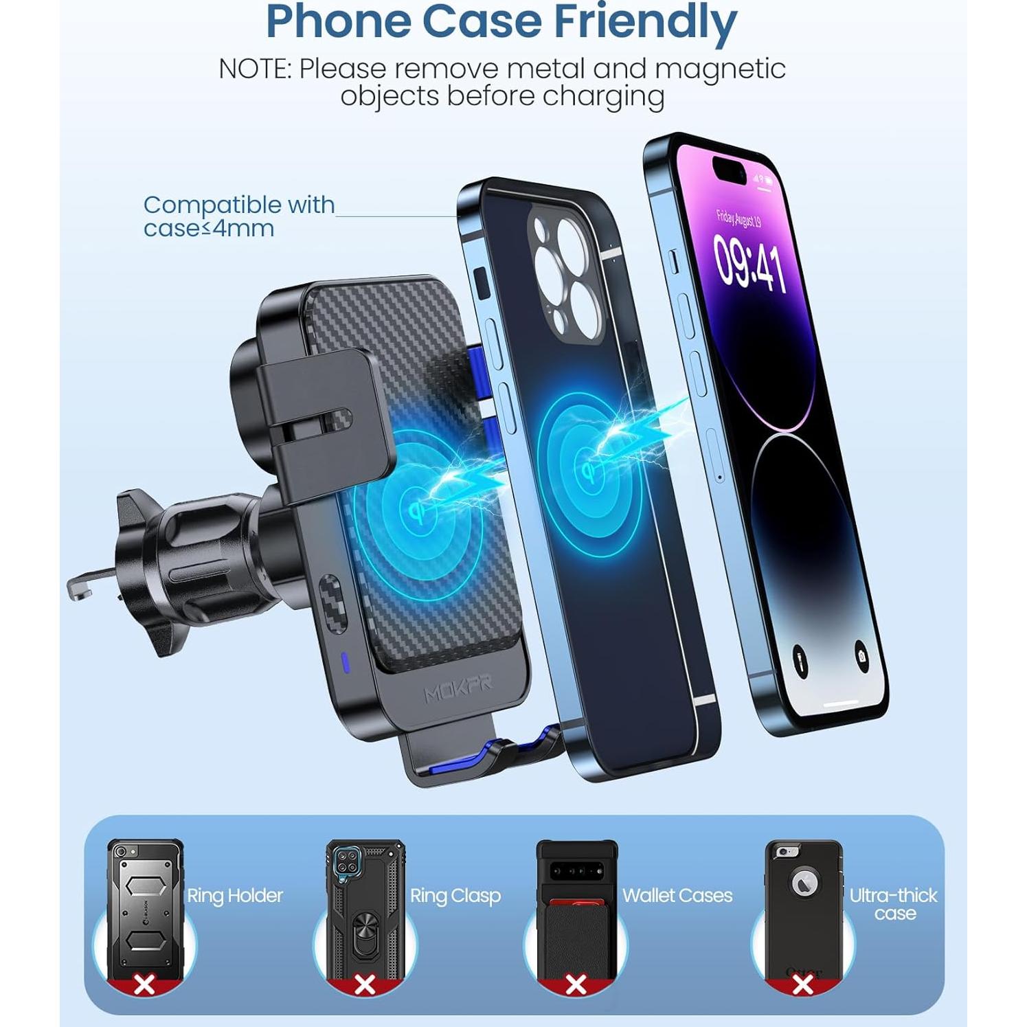 Cargador Inalámbrico para Auto MOKPR 15W Soporte Ajustable