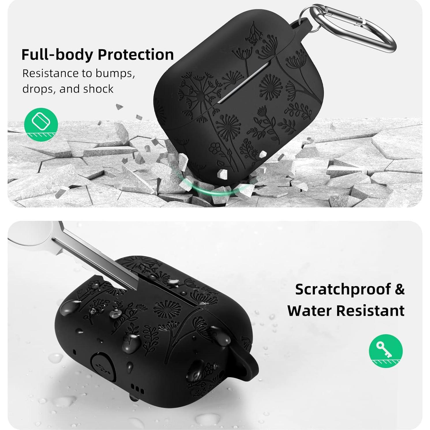 Funda Silicona Grabada Lerobo para AirPods Pro 2 USB-C Negra