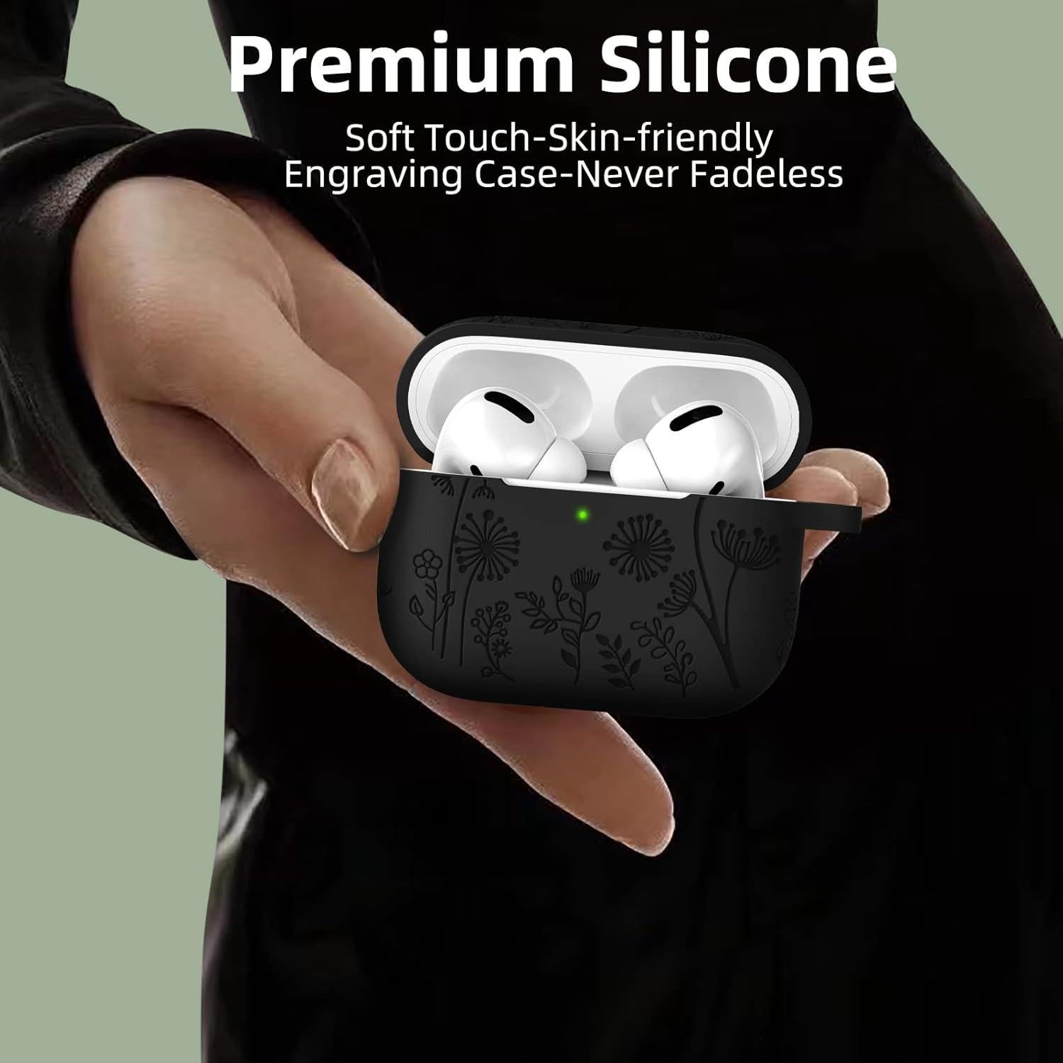 Funda Silicona Grabada Lerobo para AirPods Pro 2 USB-C Negra