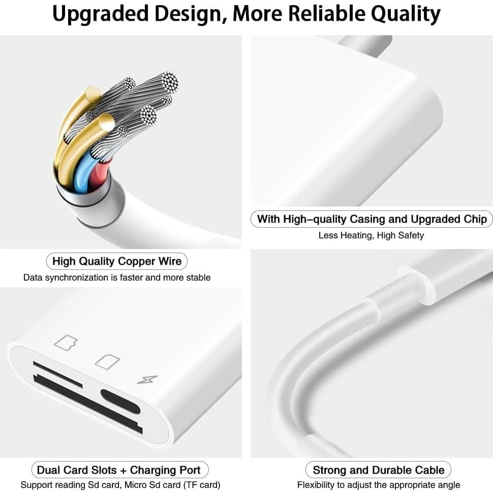 Lector de Tarjetas SD y Micro SD SUNTRSI con Carga para iPhone/iPad