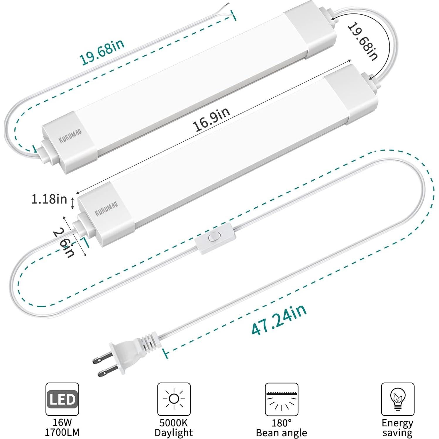 Luz LED Bajo Gabinete KUKUMAO 43cm 1700LM IP66 5000K