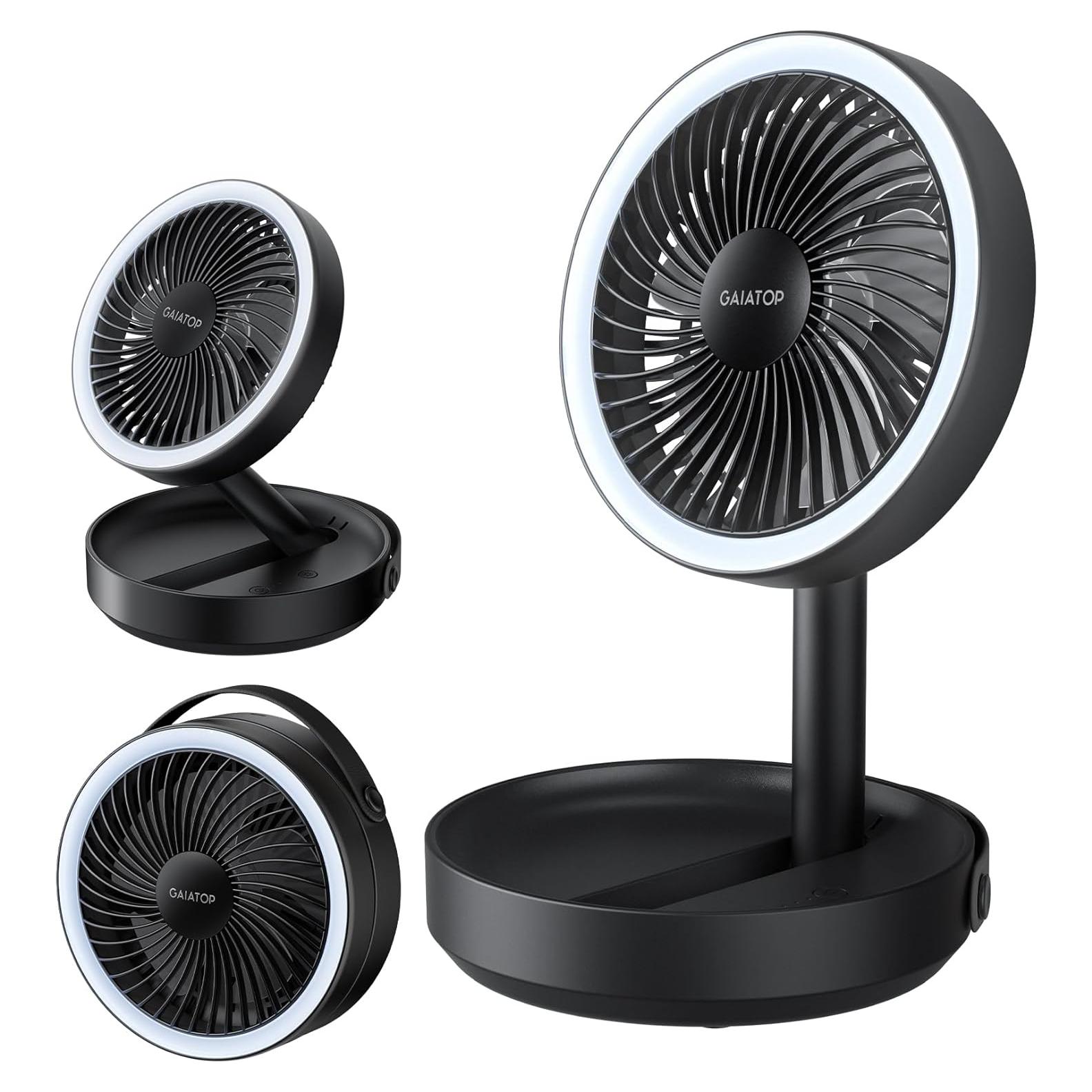 Ventilador de Mesa Plegable Gaiatop 6000mAh con Luz LED