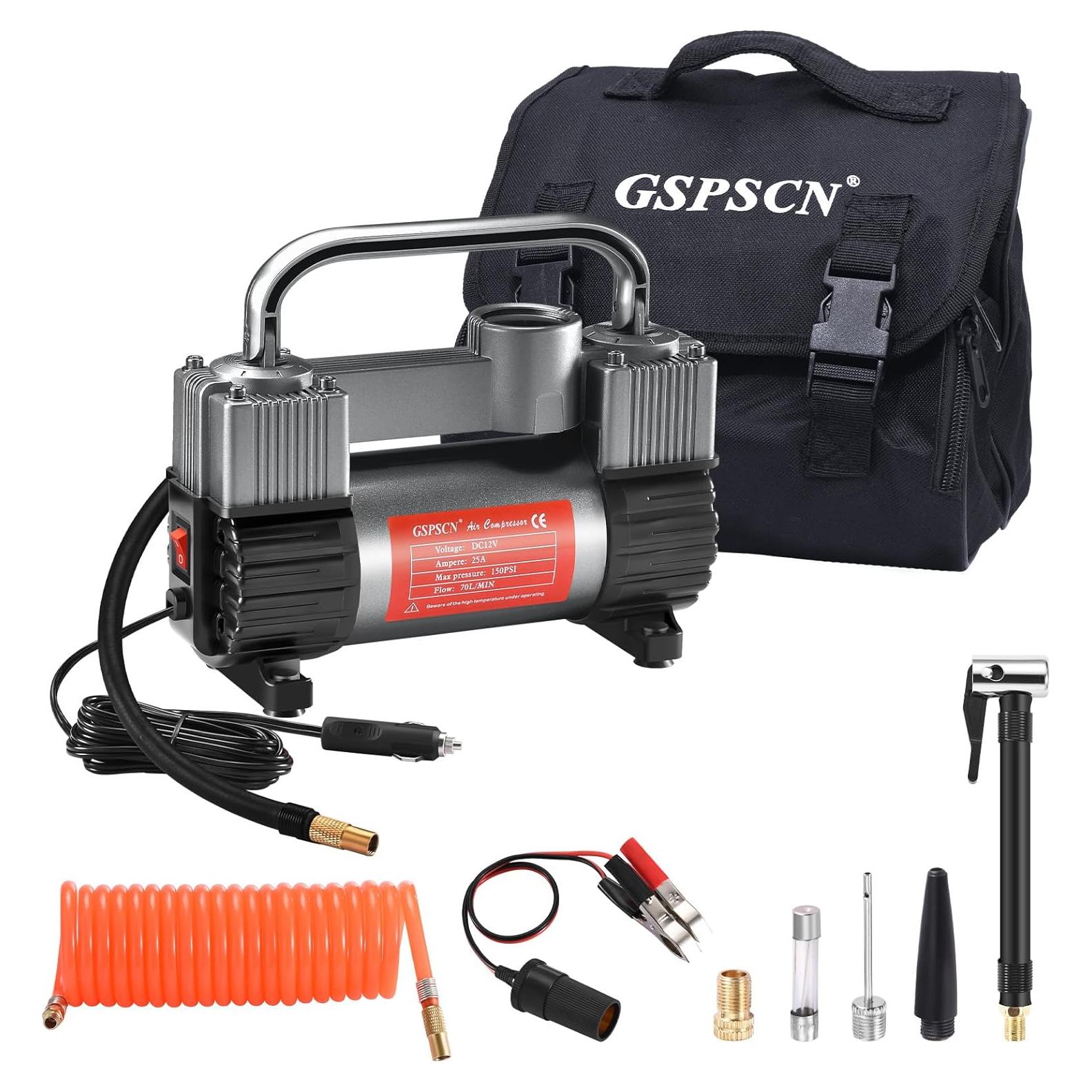 Compresor de Aire GSPSCN 12V Doble Cilindro 150PSI Titanio