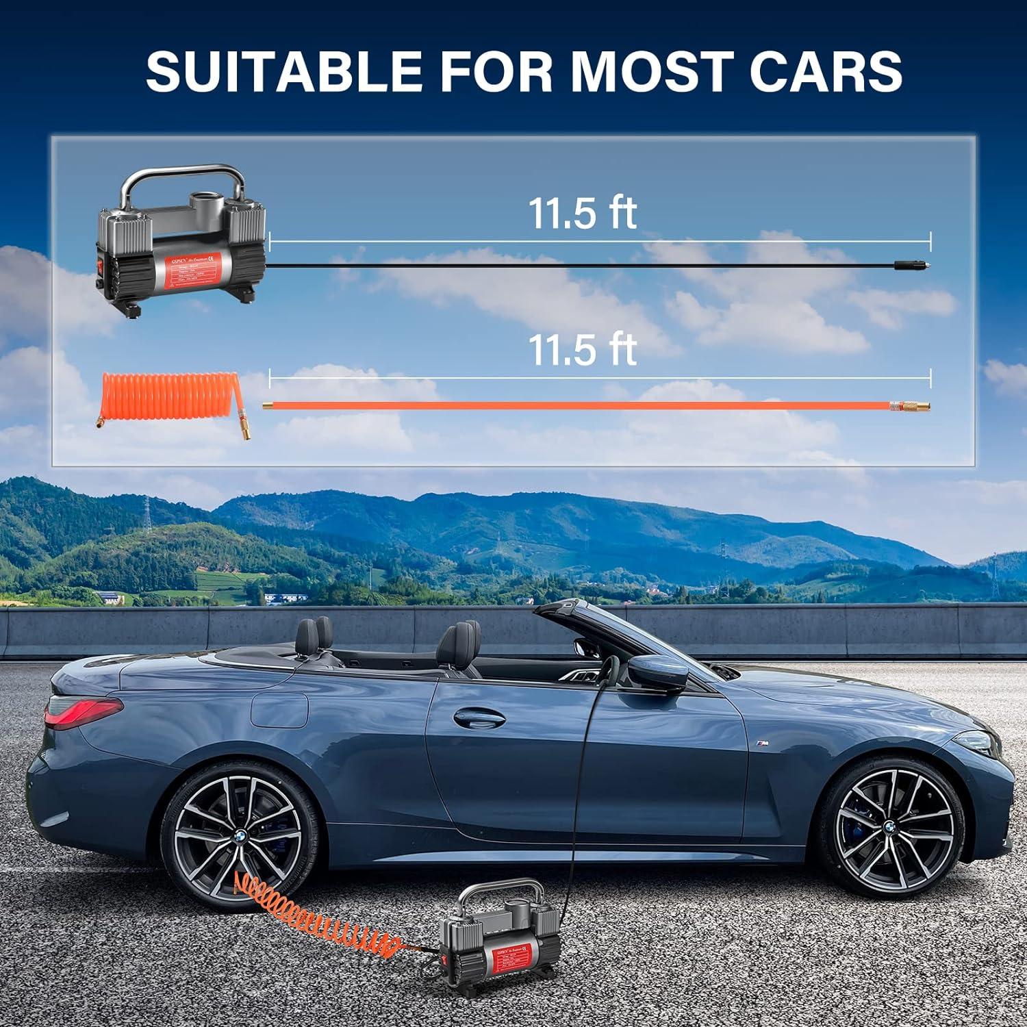 Compresor de Aire GSPSCN 12V Doble Cilindro 150PSI Titanio