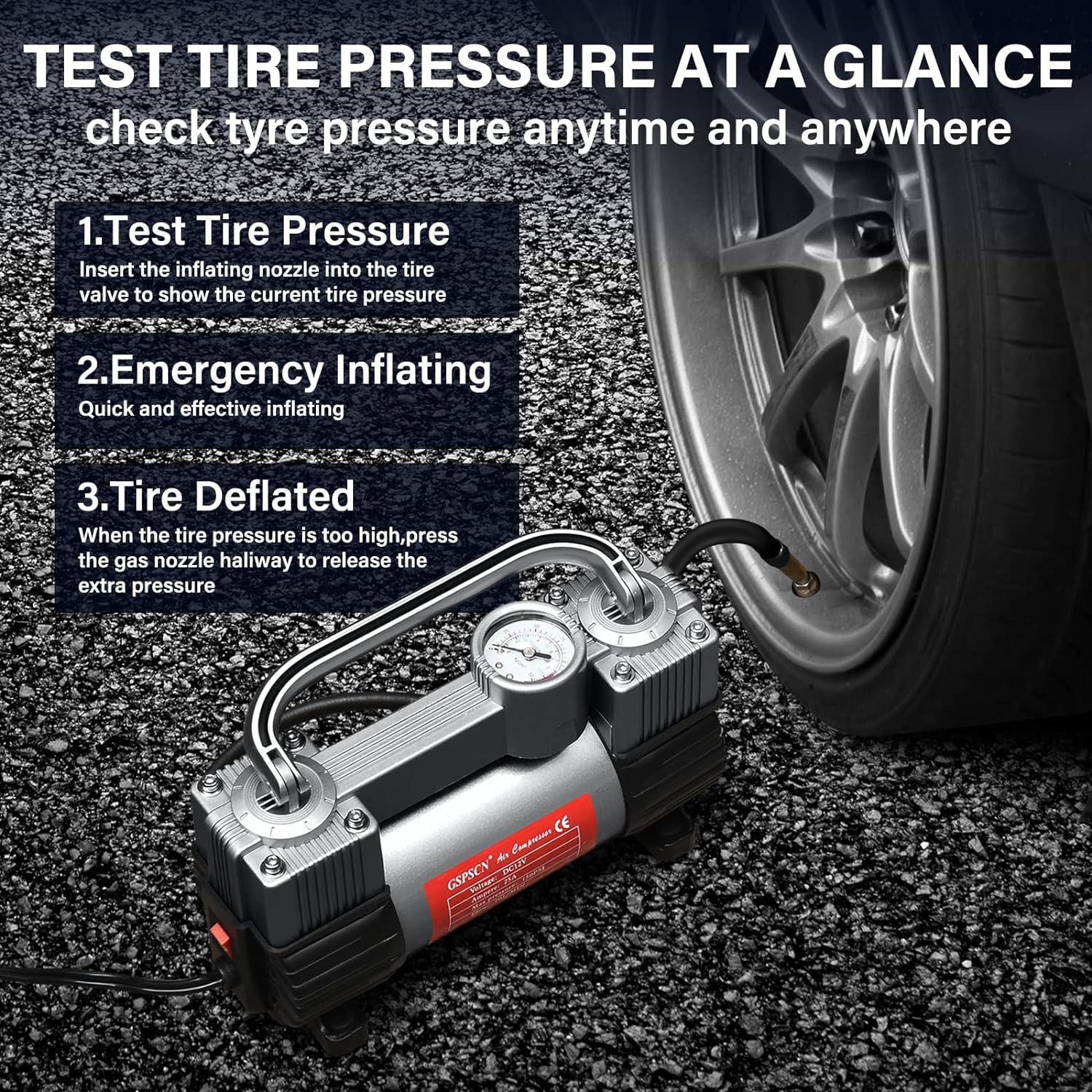 Compresor de Aire GSPSCN 12V Doble Cilindro 150PSI Titanio