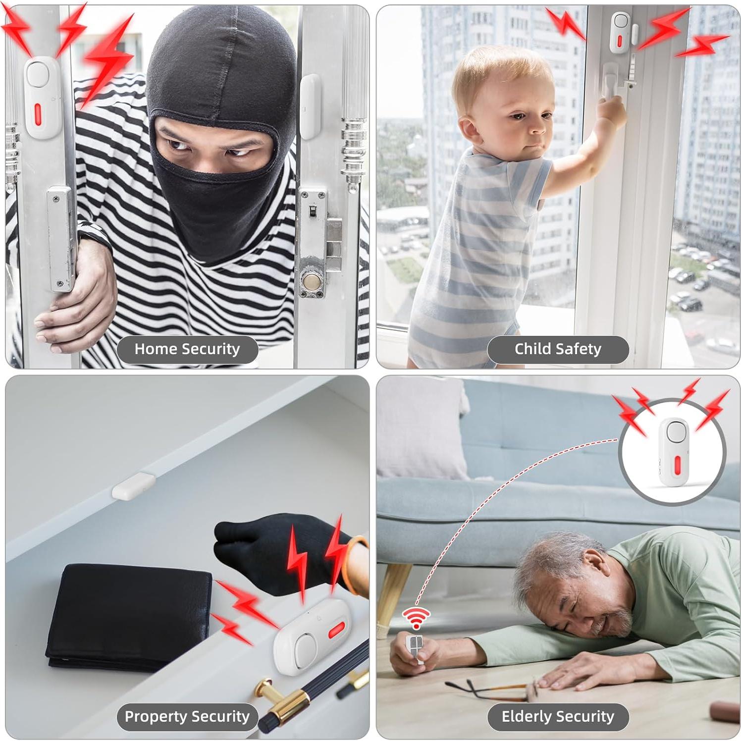 Alarmas de Puerta Satisure 2 en 1 Inalámbricas, Control Remoto