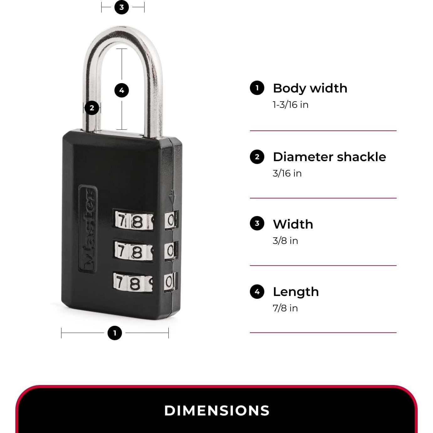Candado de Combinación Master Lock 647D Negro 30mm Personalizable