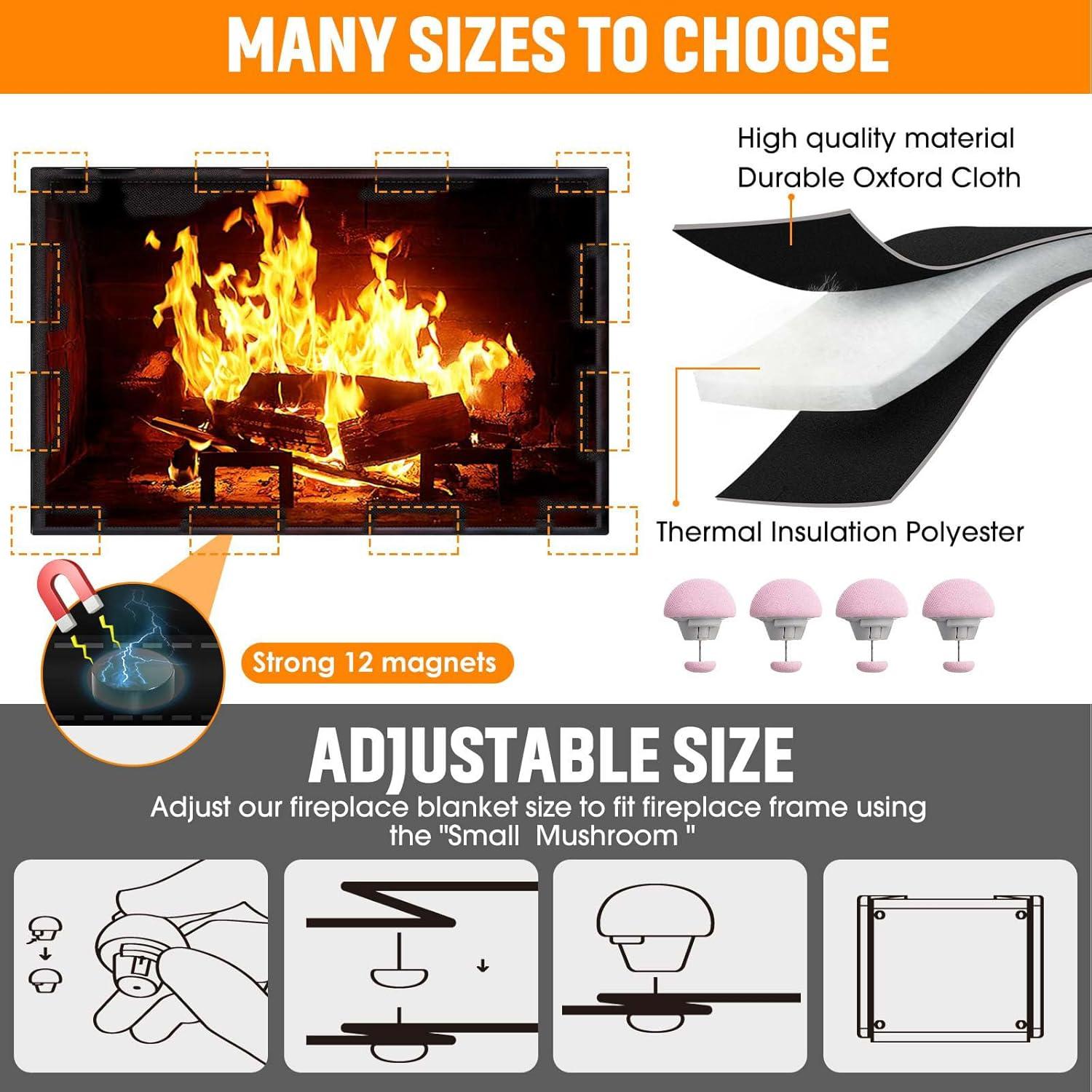 Cubierta Magnética para Chimenea CADARA 83.82x73.66 cm Ahorra Energía