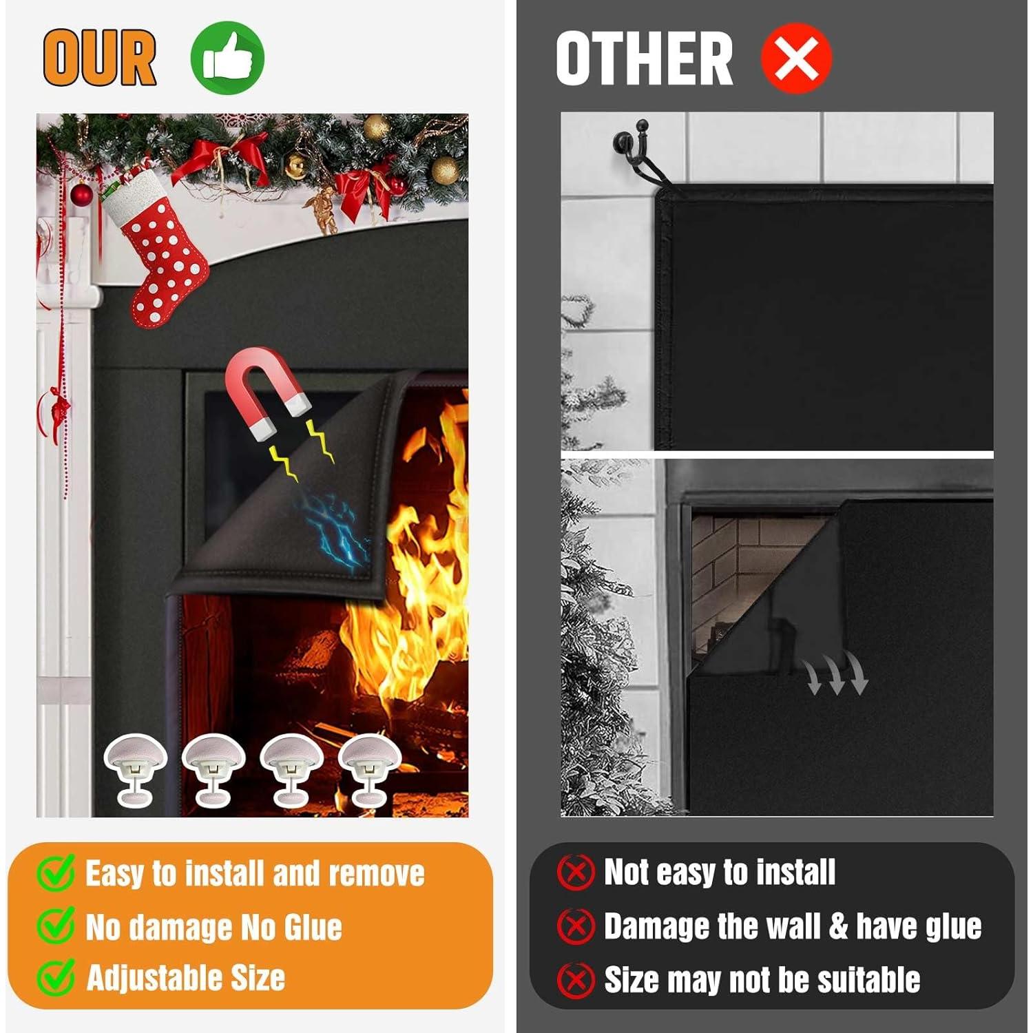 Cubierta Magnética para Chimenea CADARA 83.82x73.66 cm Ahorra Energía