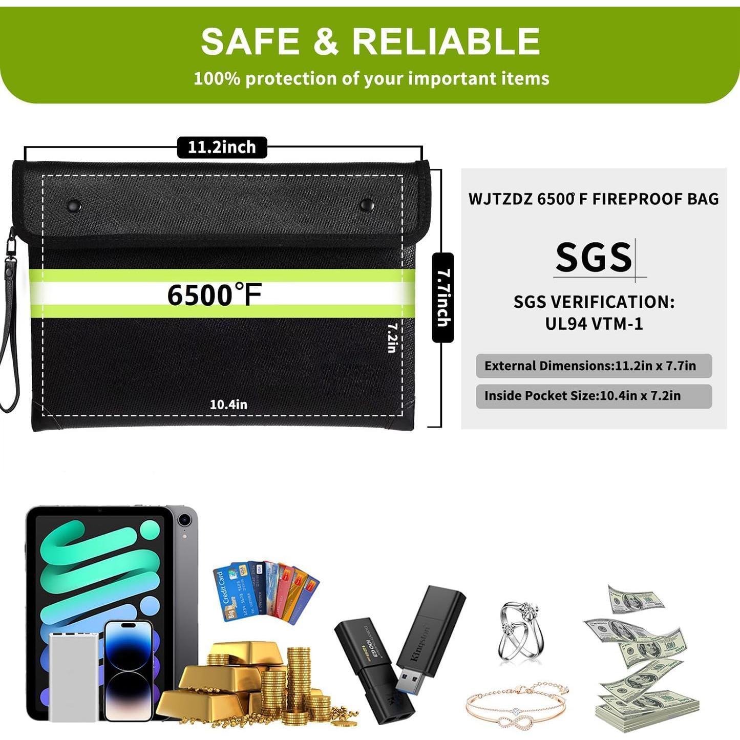 Bolsa Ignífuga WJTZDZ 6500°F con Cremallera Impermeable