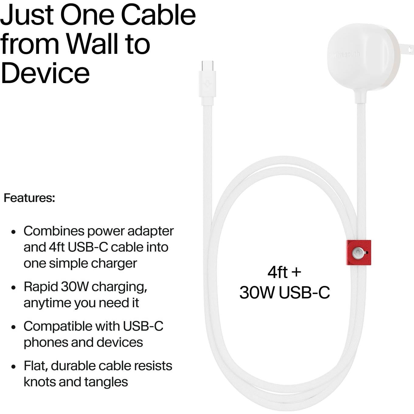 Cargador Rápido USB-C 30W Twelve South con Cable 1.22m