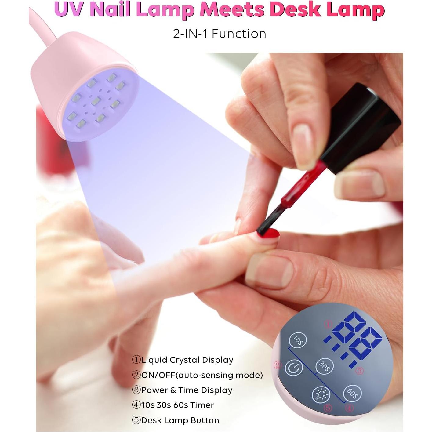 Lámpara de Uñas UV LED DAQVQ Rosa 2 en 1 Recargable