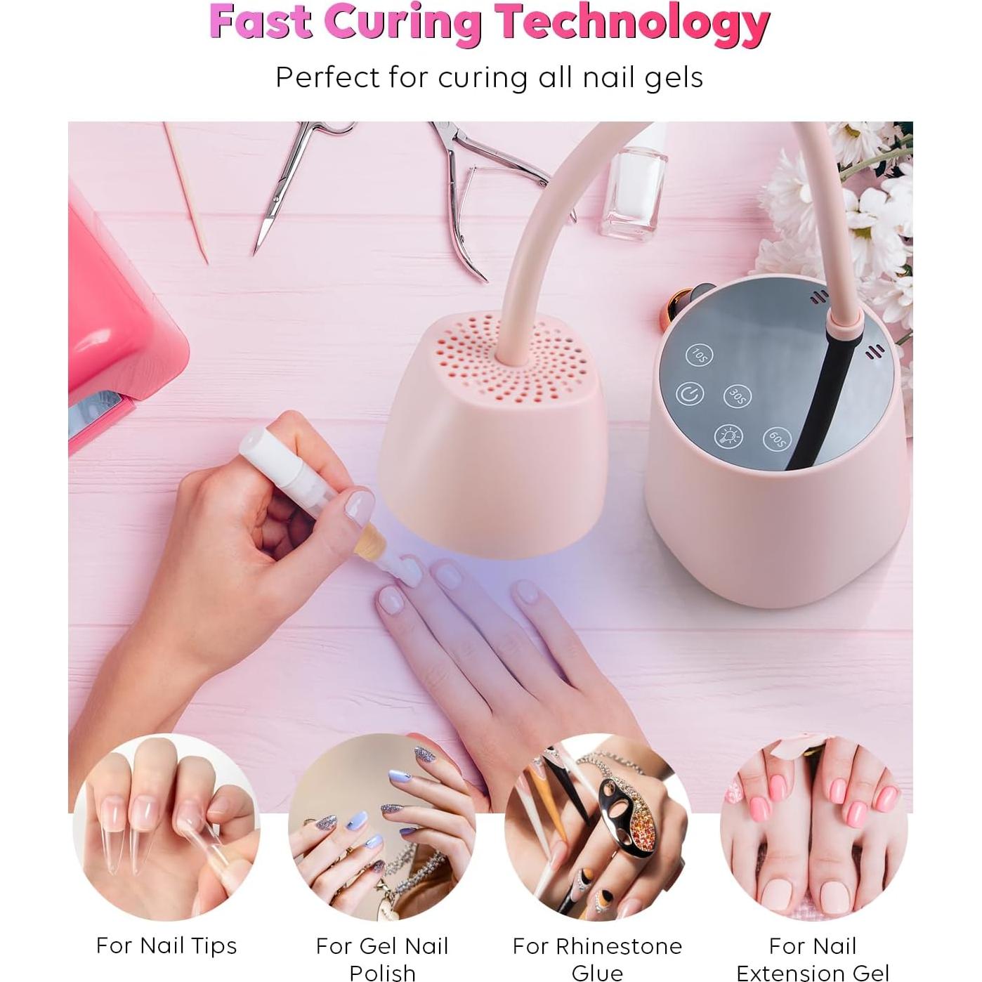 Lámpara de Uñas UV LED DAQVQ Rosa 2 en 1 Recargable