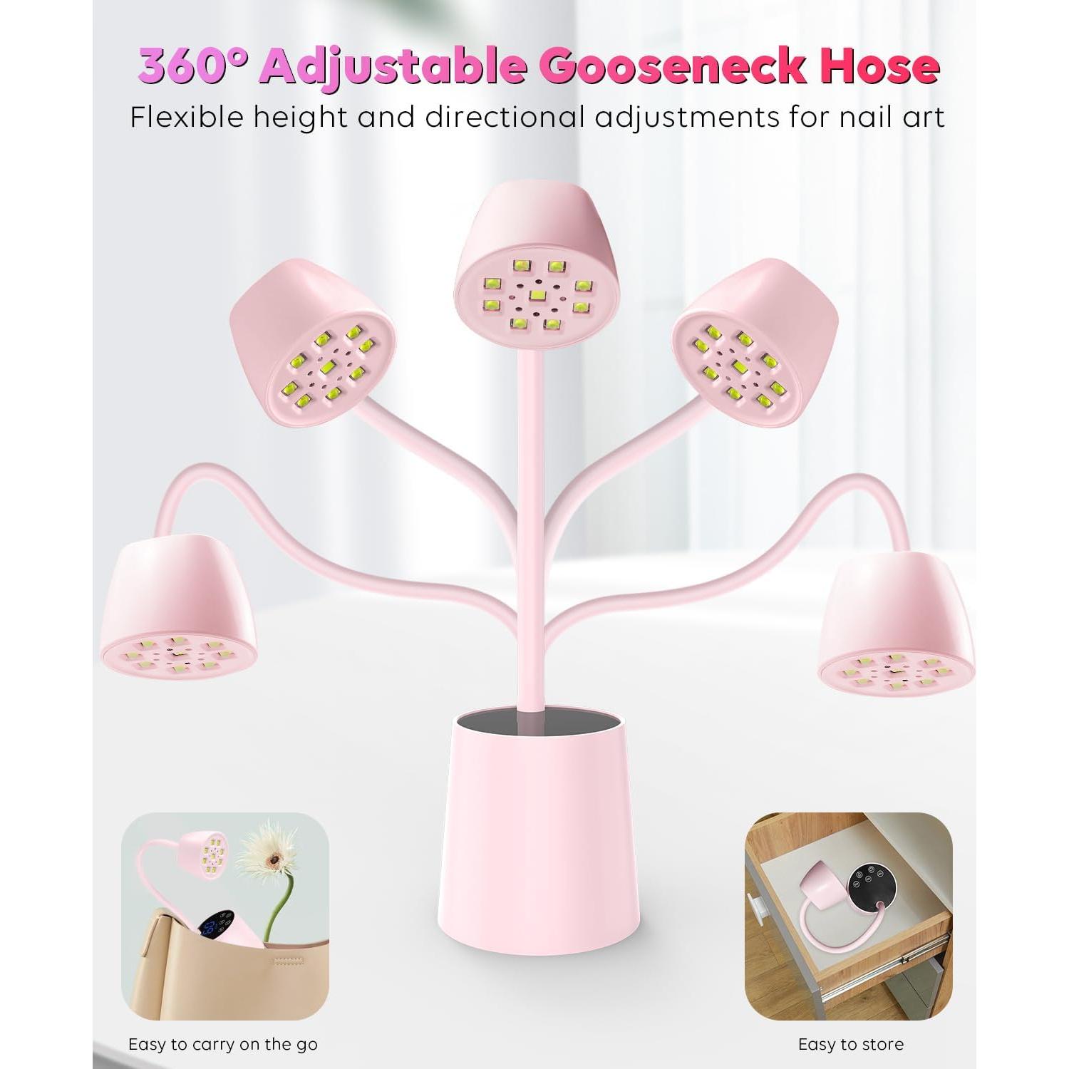 Lámpara de Uñas UV LED DAQVQ Rosa 2 en 1 Recargable