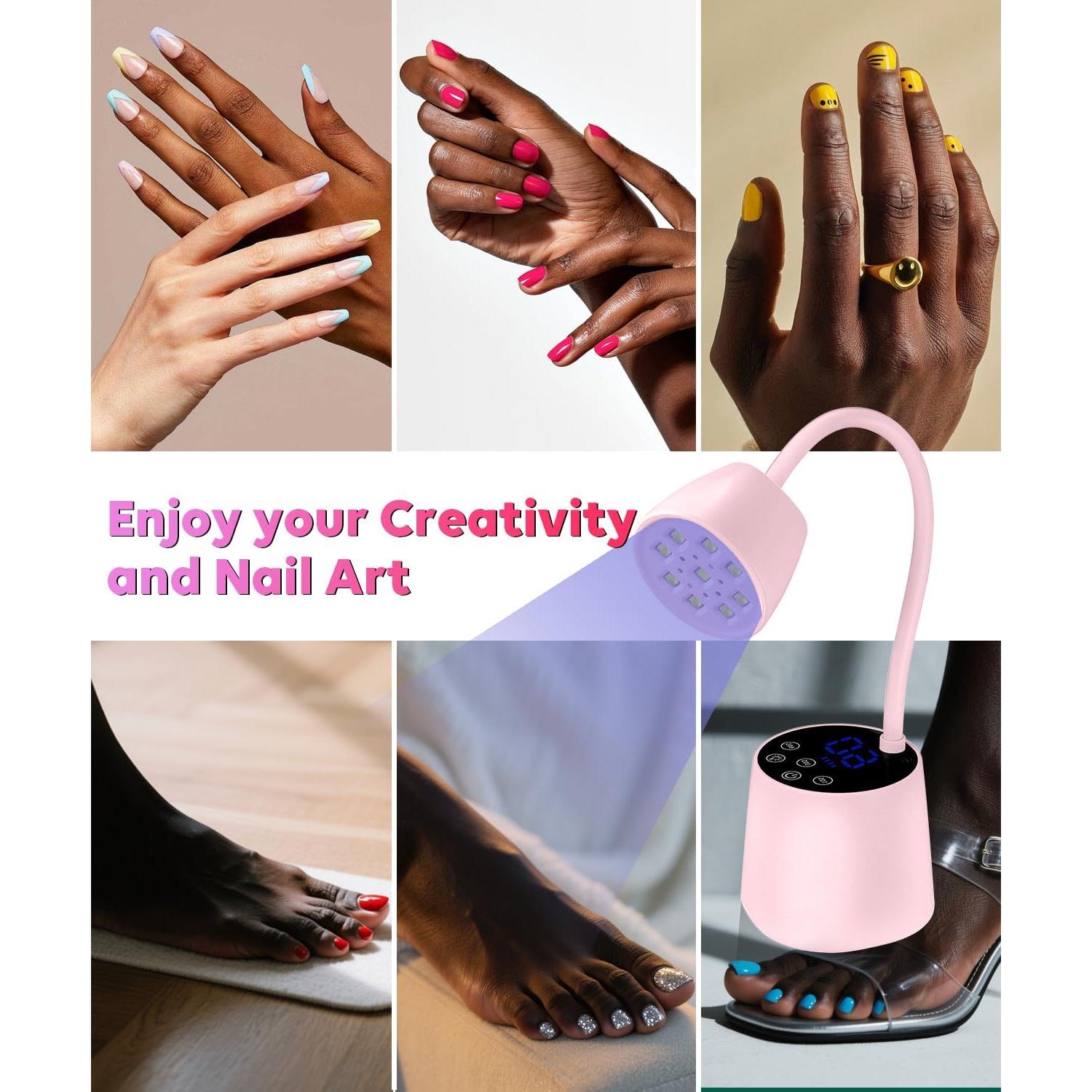 Lámpara de Uñas UV LED DAQVQ Rosa 2 en 1 Recargable