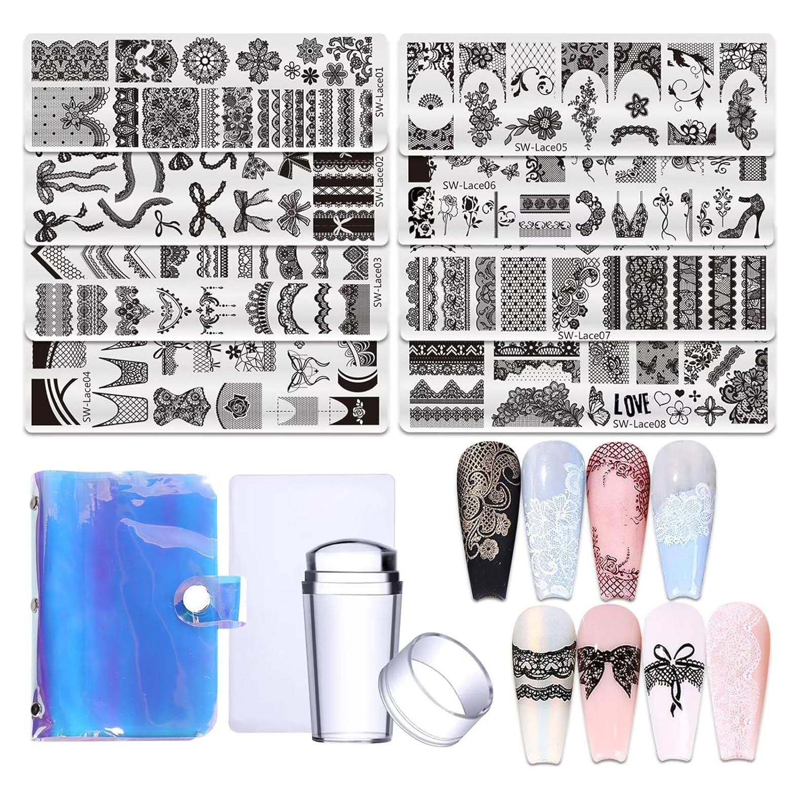 Kit de Estampado de Uñas STZPRONAIL - 11 Piezas Encaje