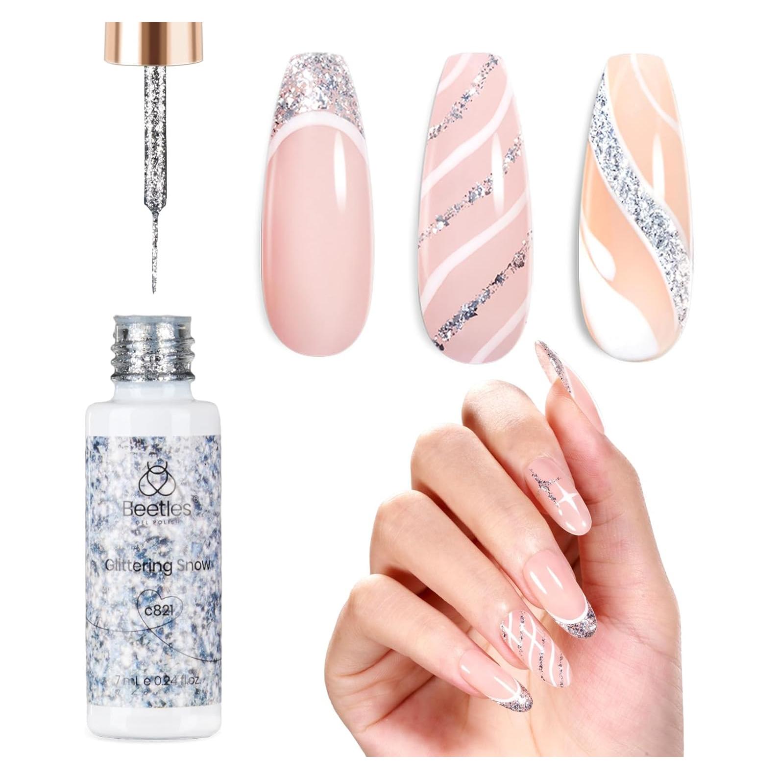 Esmalte en Gel Brillo Plateado Beetles 7ml - Ecológico y Fácil Aplicación