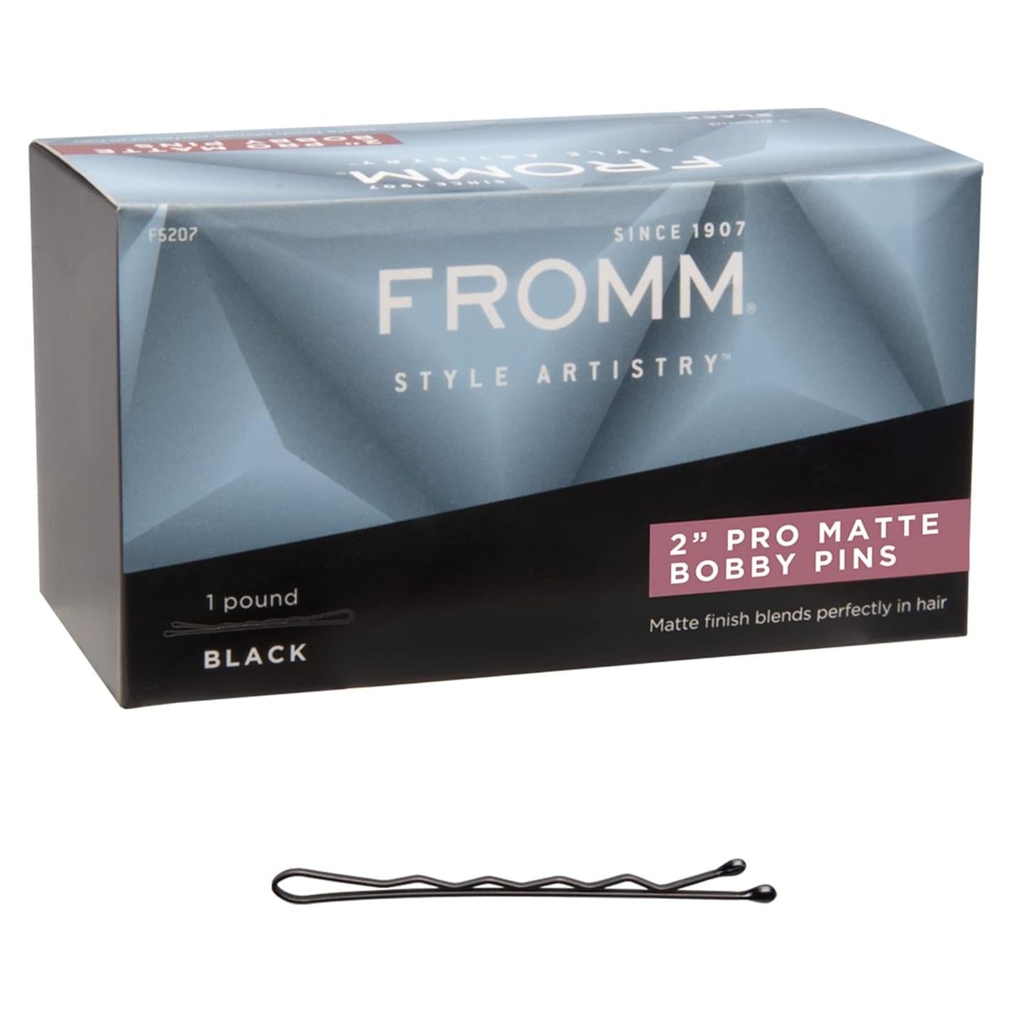 Pasadores de Cabello Rizados Fromm 2" Negro Mate 600 Unidades