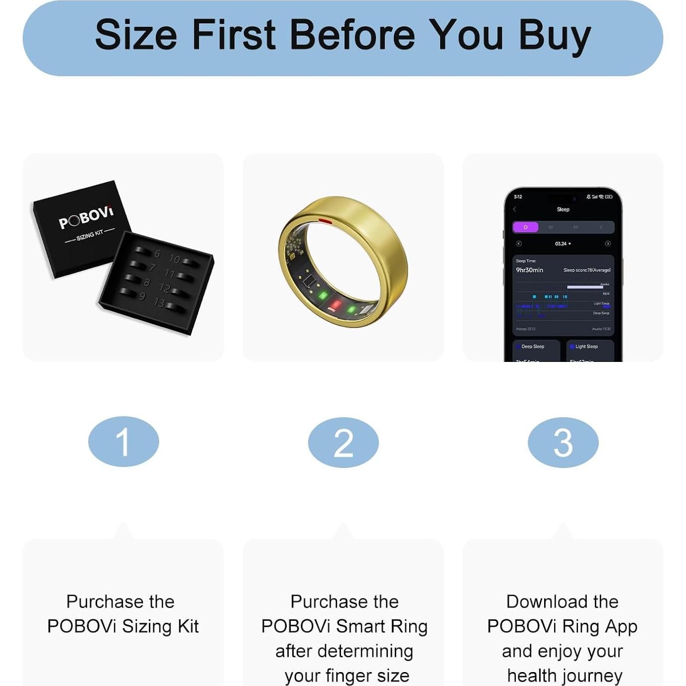 Anillo Inteligente POBOVi OnePlus - Titanio Oro Tamaño 12