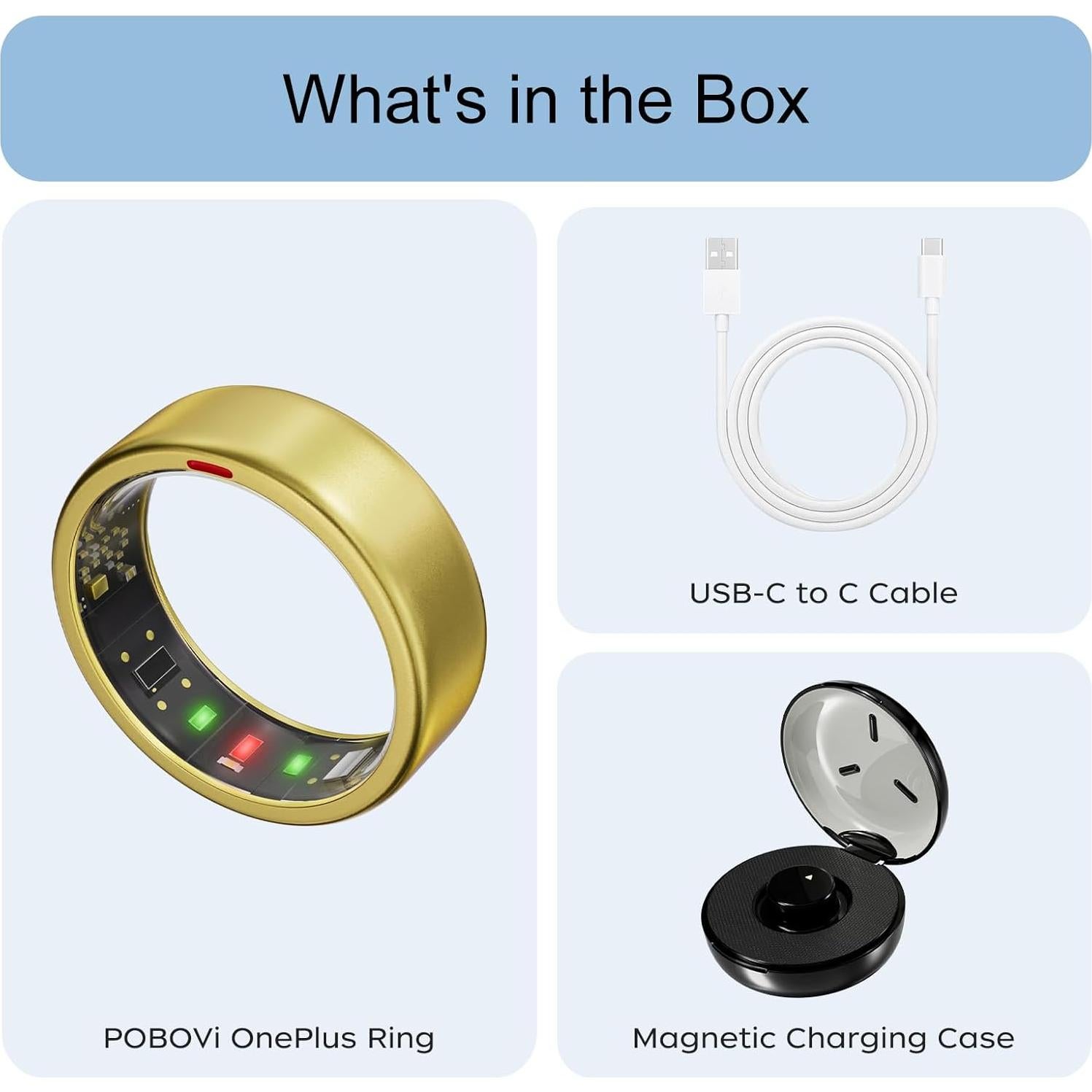 Anillo Inteligente POBOVi OnePlus - Titanio Oro Tamaño 12