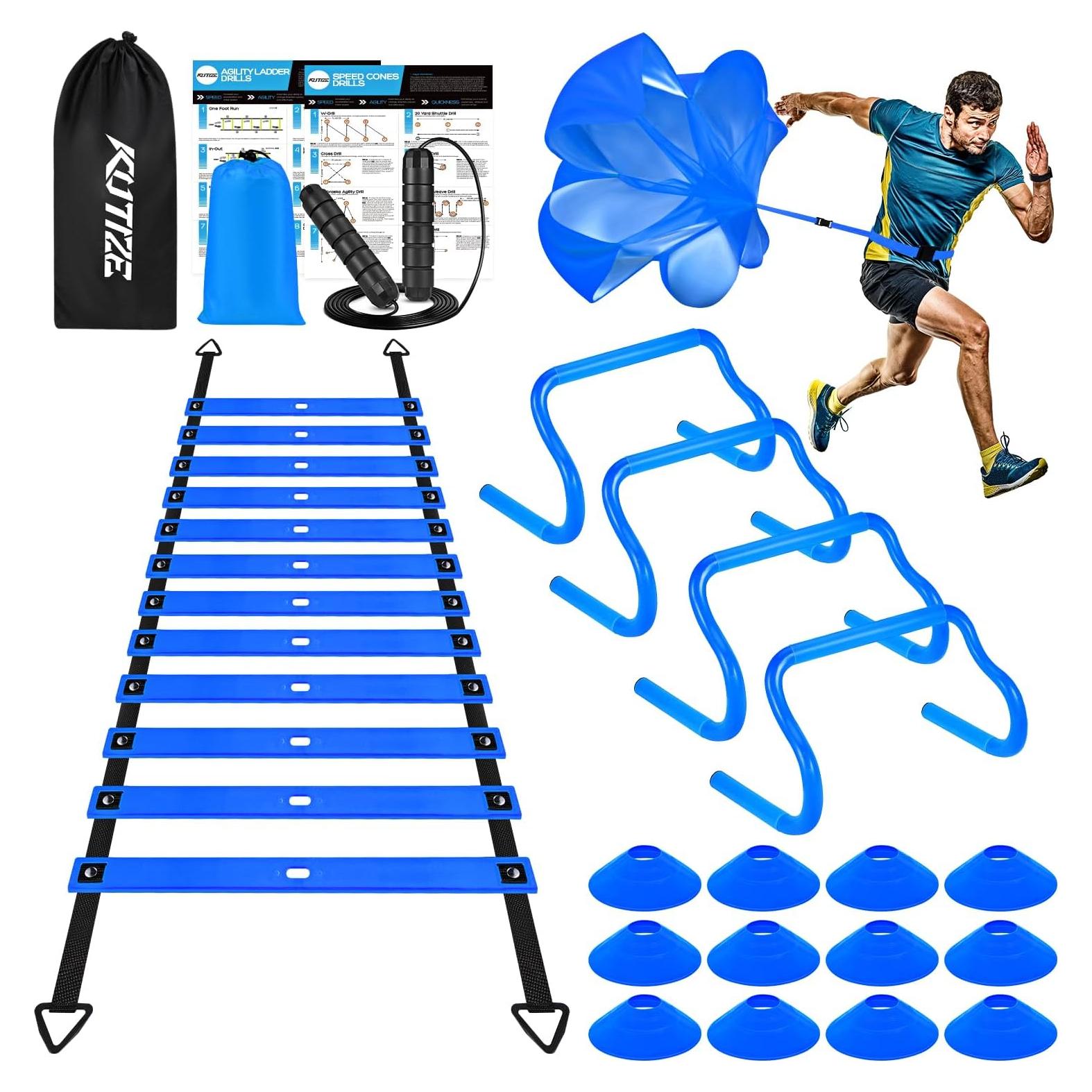 Conjunto de Entrenamiento de Agilidad KUTIZE - 6.1m, 4 Vallas, 12 Conos