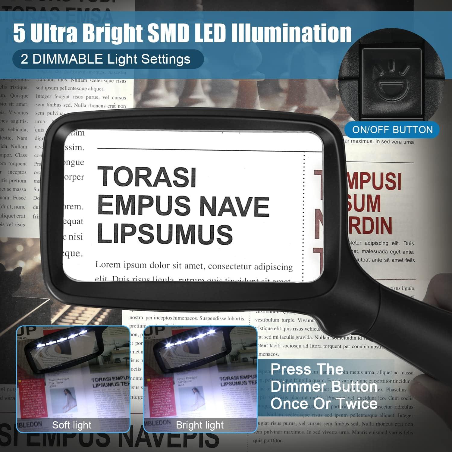 Lupa de Mano Plegable Tobegiga 3X con Luz LED Ajustable