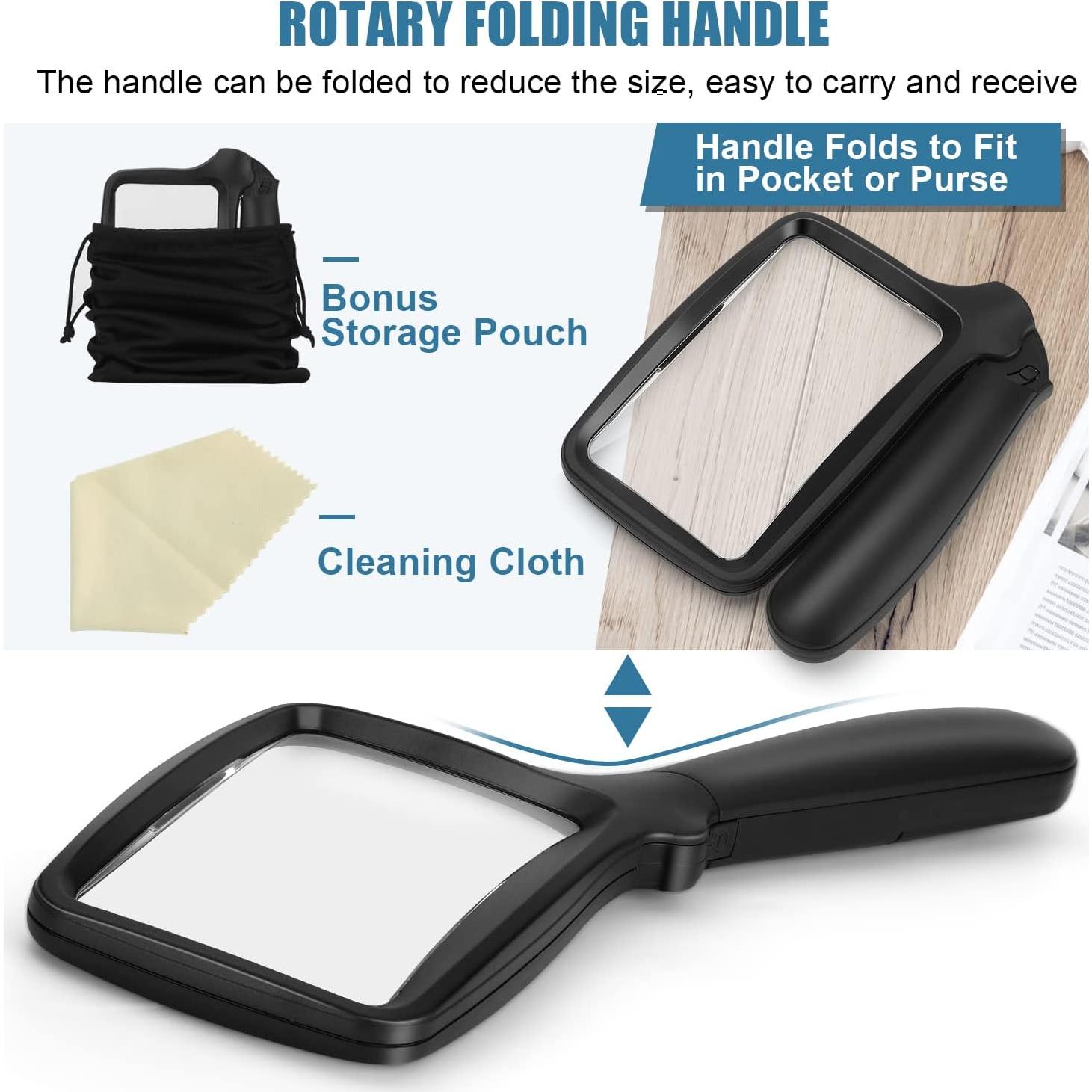 Lupa de Mano Plegable Tobegiga 3X con Luz LED Ajustable