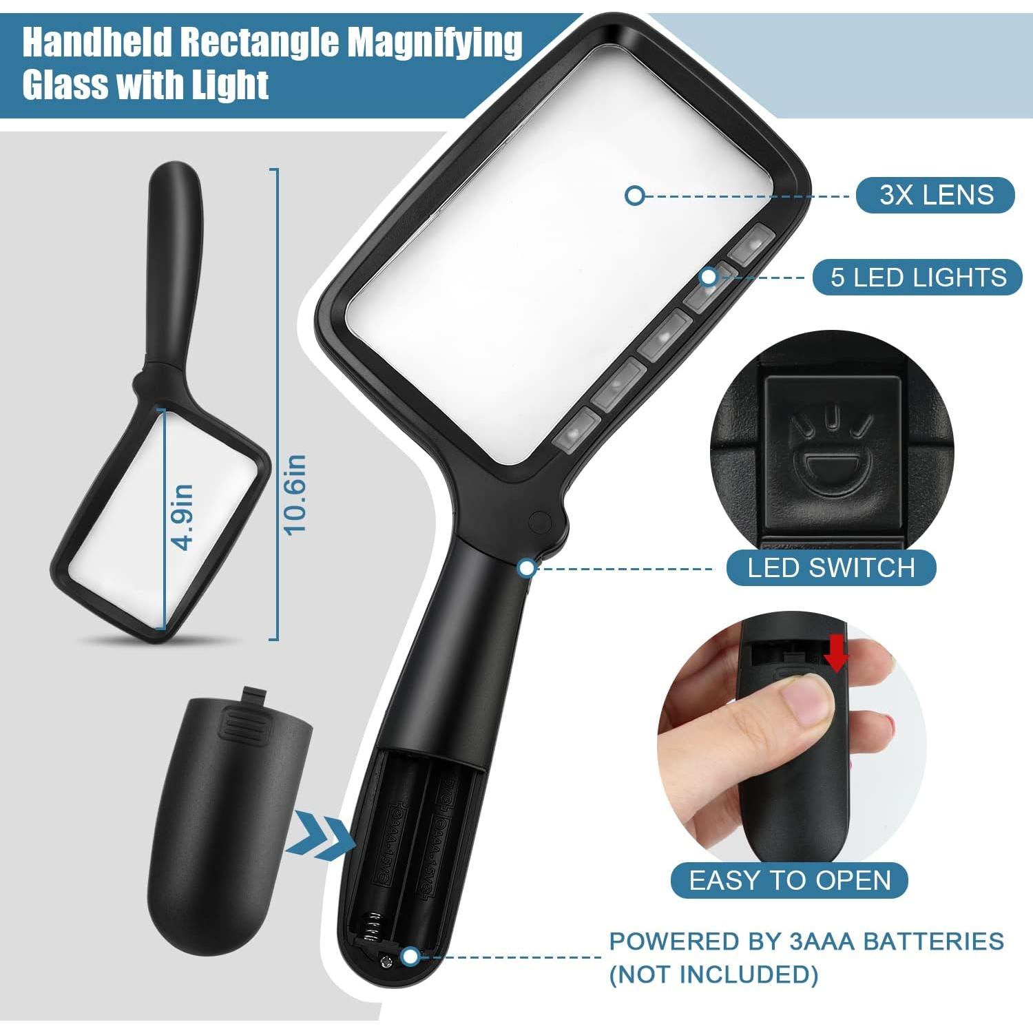 Lupa de Mano Plegable Tobegiga 3X con Luz LED Ajustable