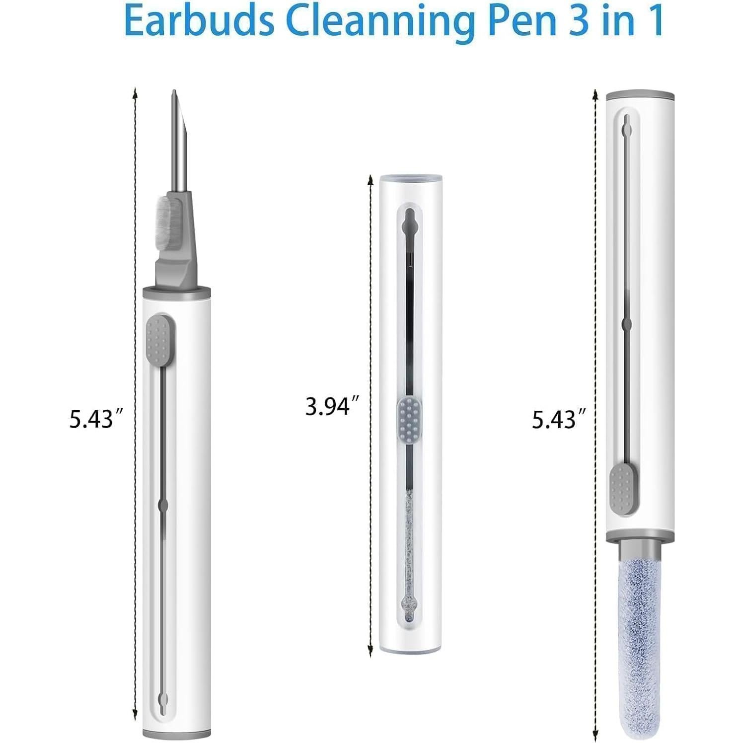 MOLOVA Cleaner Kit for Airpods Pro 1 2 3 Multi-Function 3 in 1 Cleaning Pen with Soft Brush Flocking Sponge for Bluetooth Earphones Case Cleaning Tools, 1 Piece(White)