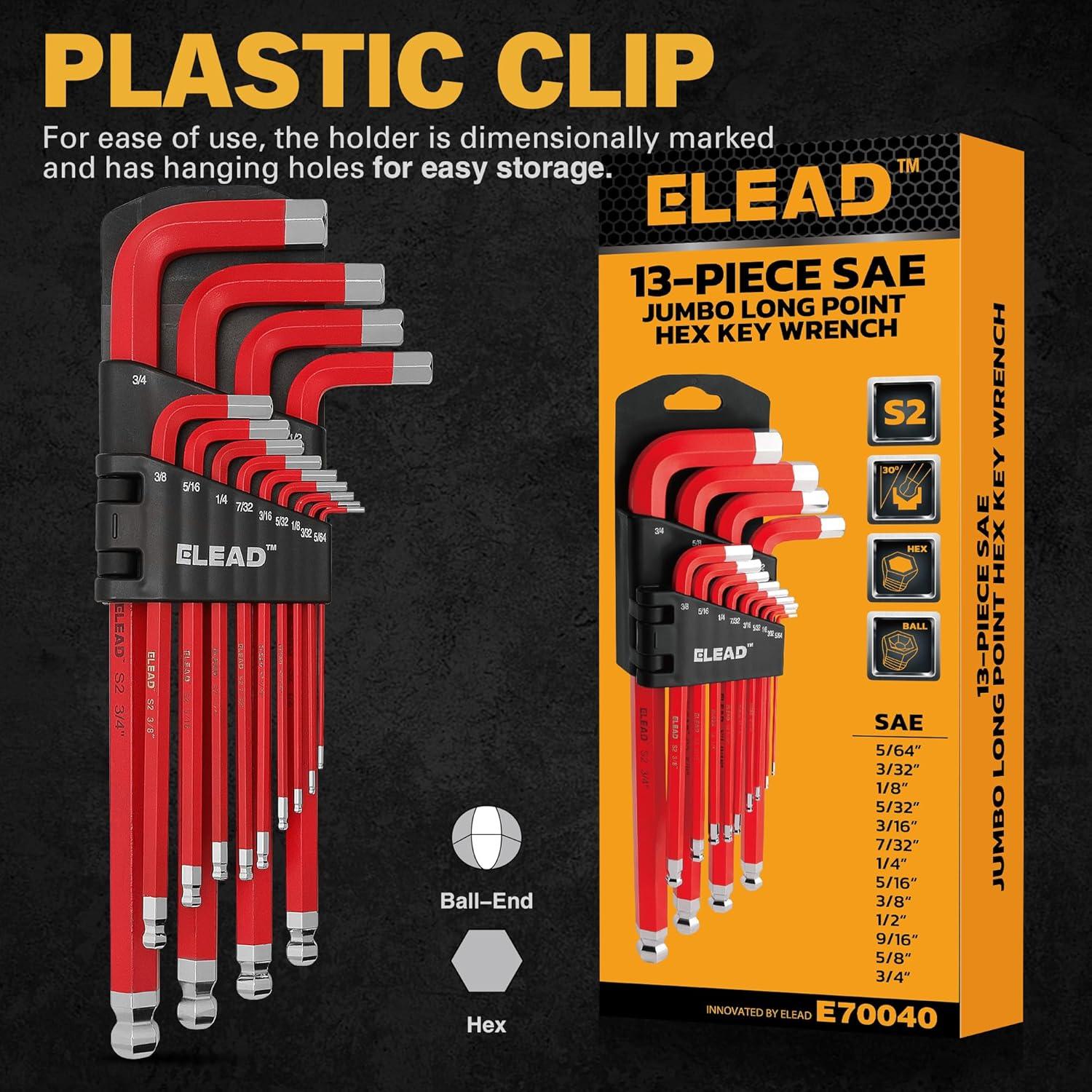 Juego de Llaves Allen Jumbo ELEAD 13 Piezas SAE 5/64-3/4