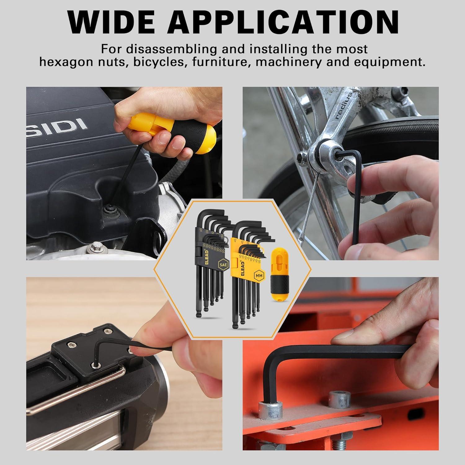 Juego de Llaves Allen ELEAD 27 Piezas Acero Cromo Vanadio