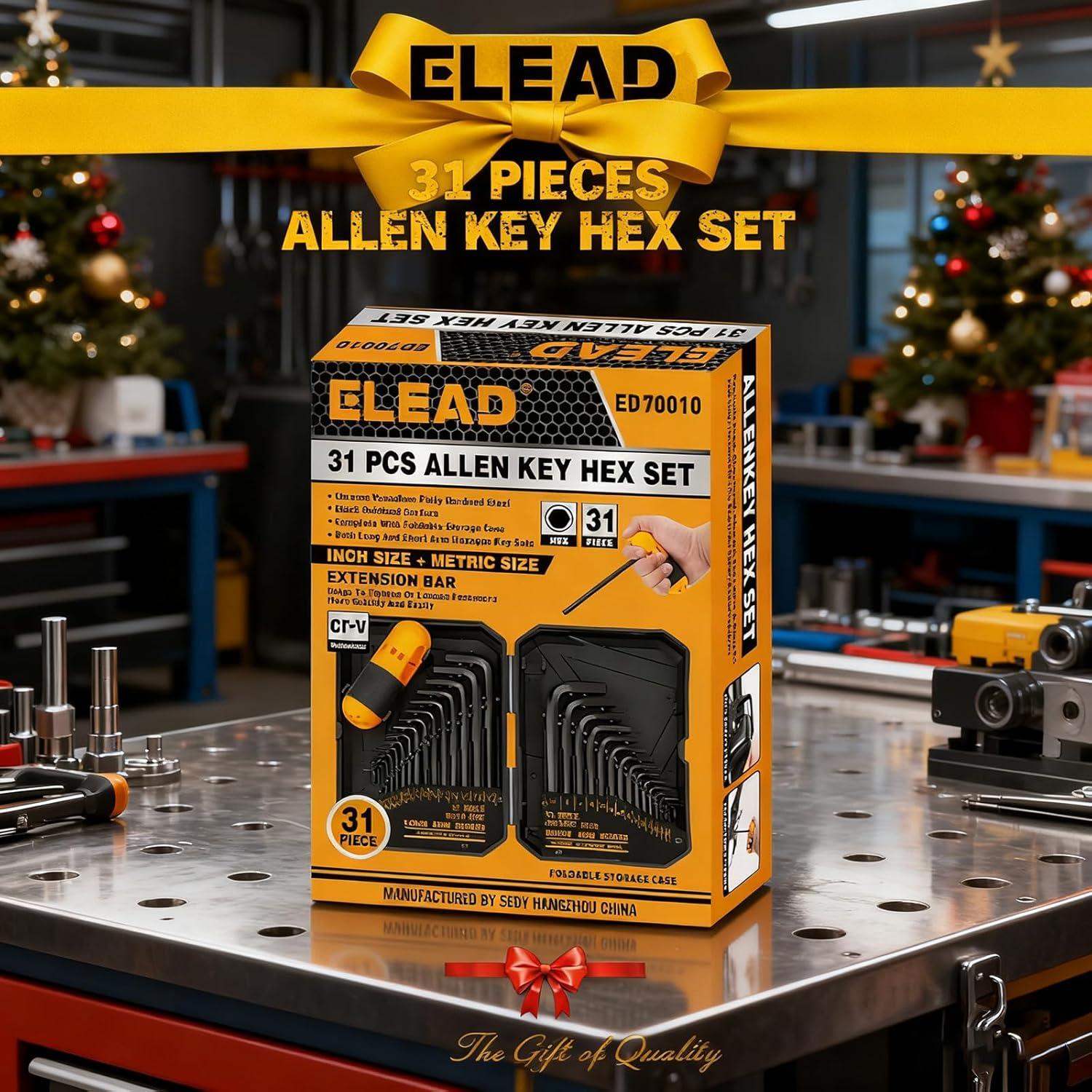 Conjunto de Llaves Hexagonales ELEAD 31 Piezas Acero 0.7-10mm