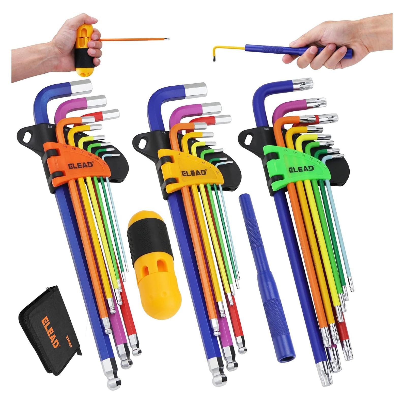 Juego de Llaves Allen 29 Piezas ELEAD Multicolor con Punta Esférica