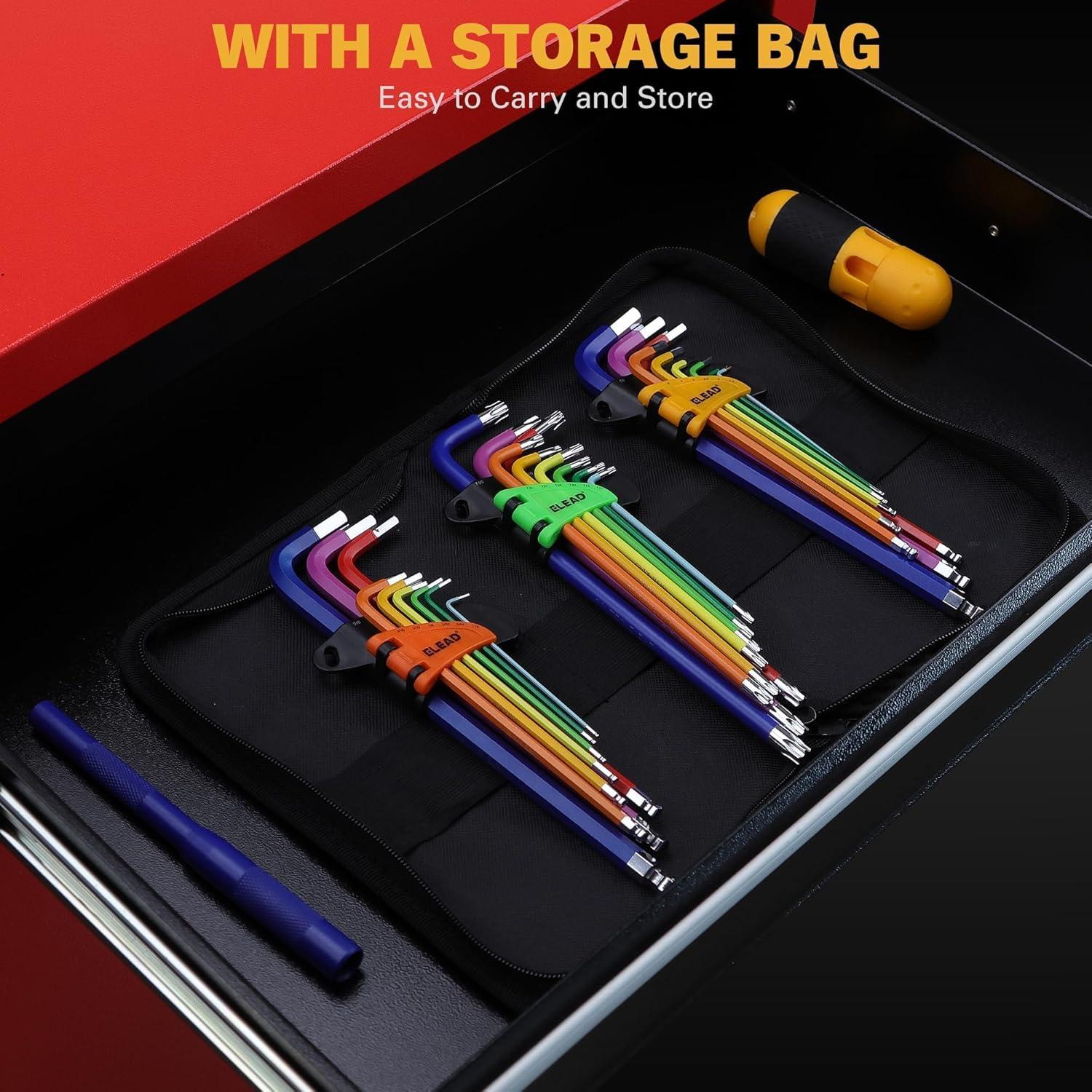 Juego de Llaves Allen 29 Piezas ELEAD Multicolor con Punta Esférica