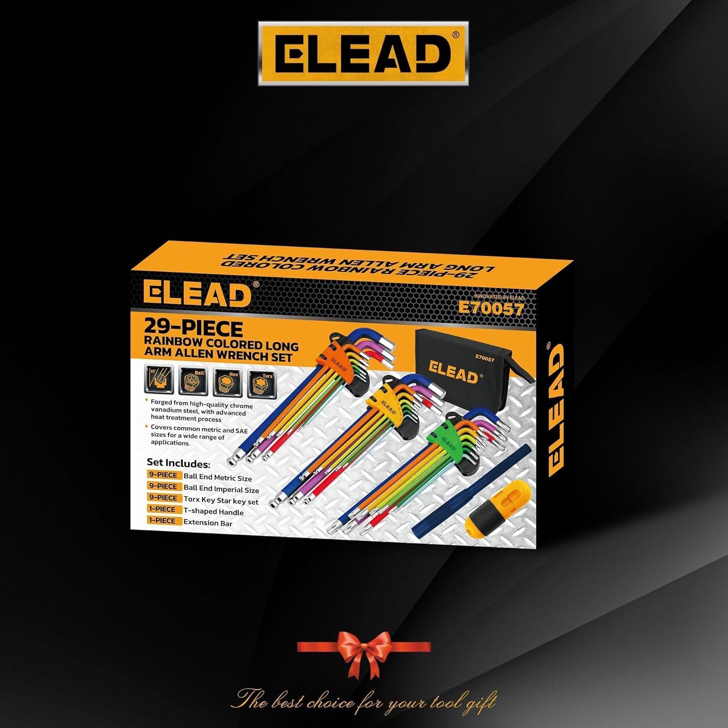 Juego de Llaves Allen 29 Piezas ELEAD Multicolor con Punta Esférica