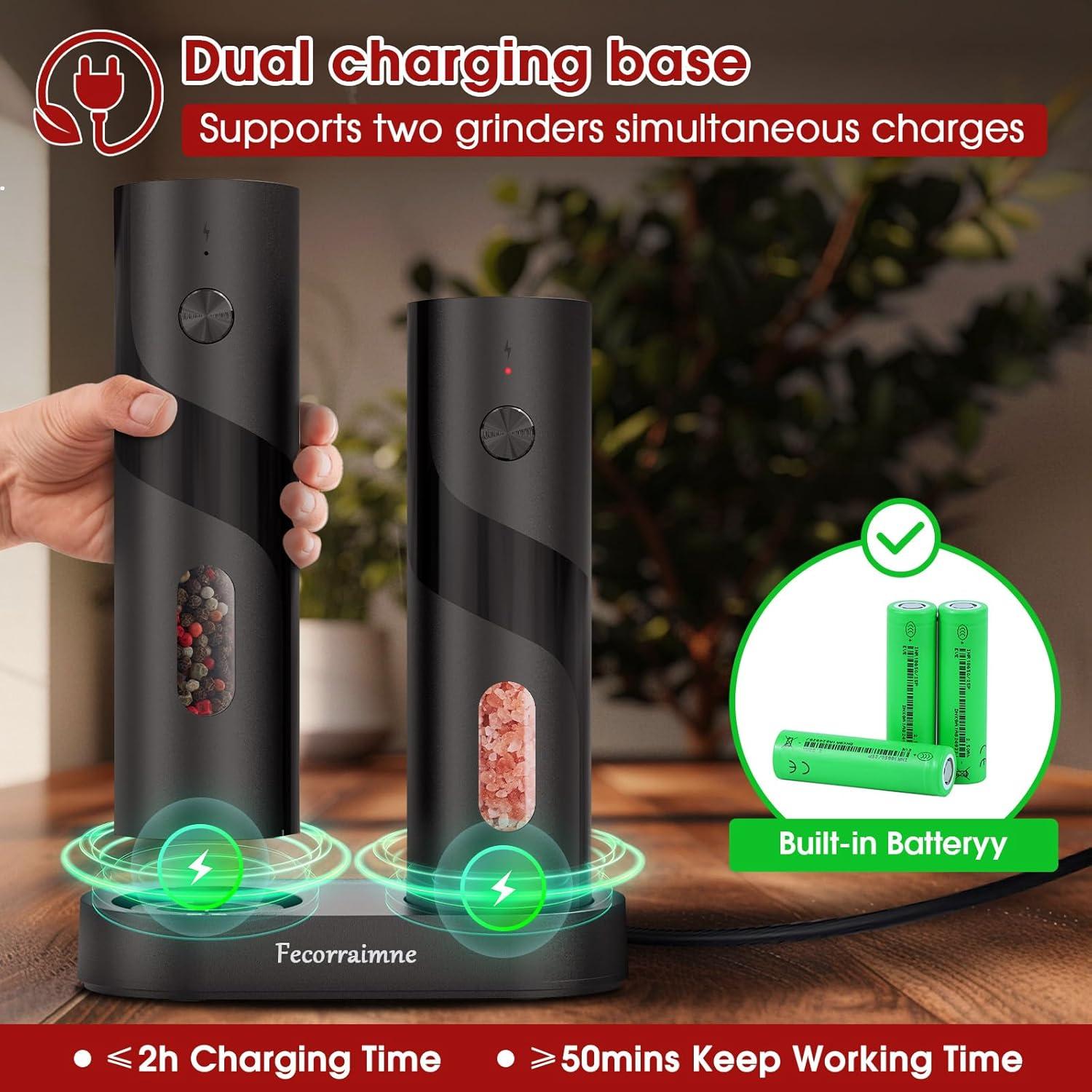 Juego de Molinillos Eléctricos de Sal y Pimienta Fecorraimne 110ml