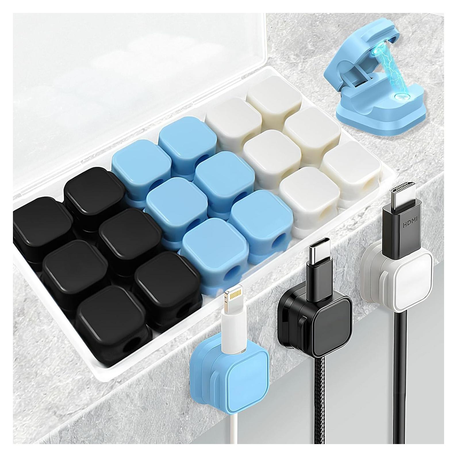 18 Clips Magnéticos Organizador de Cables - 3 Colores