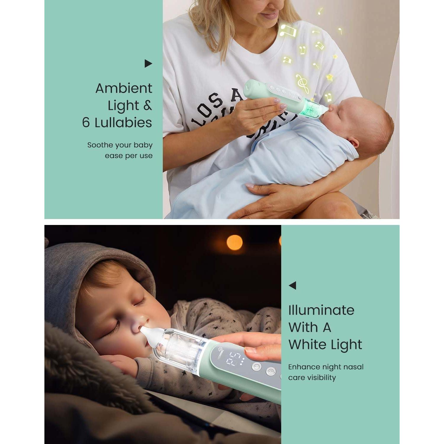 Aspirador Nasal Eléctrico GROWNSY Verde, 5 Niveles de Succión